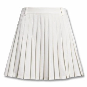 Ralph Lauren 4-Way Stretch Micro Pleated A-Line Performance 15" Golf Skort Ceramic White - SP25 Women Crisp Fit Modern Design