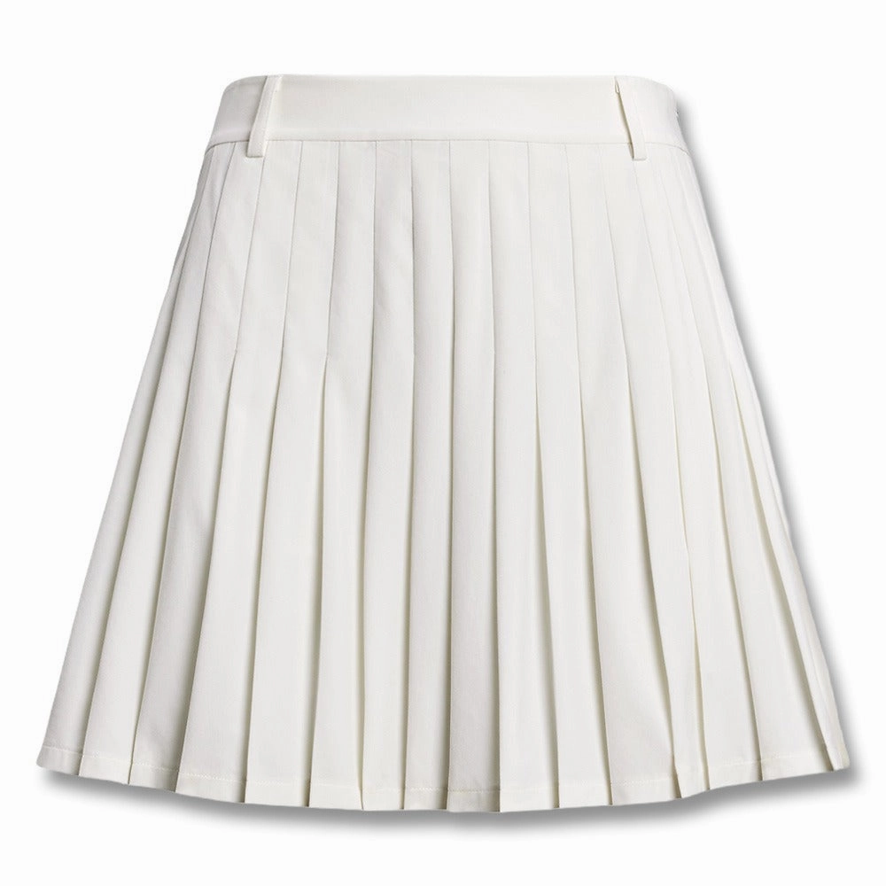Ralph Lauren 4-Way Stretch Micro Pleated A-Line Performance 15" Golf Skort Ceramic White - SP25 Women Crisp Fit Modern Design