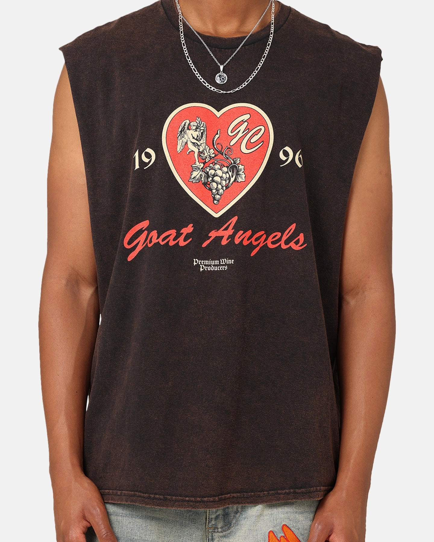 Goat Crew Goat Angels Vintage Muscle T-Shirt Black Wash Relaxed Torso Fit Scoop neck