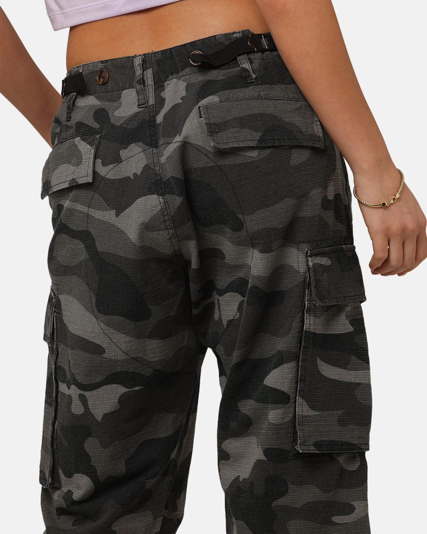 XXIII Torrent Cargo Pant Washed Black Camo Stain Release Finish Flattering Design