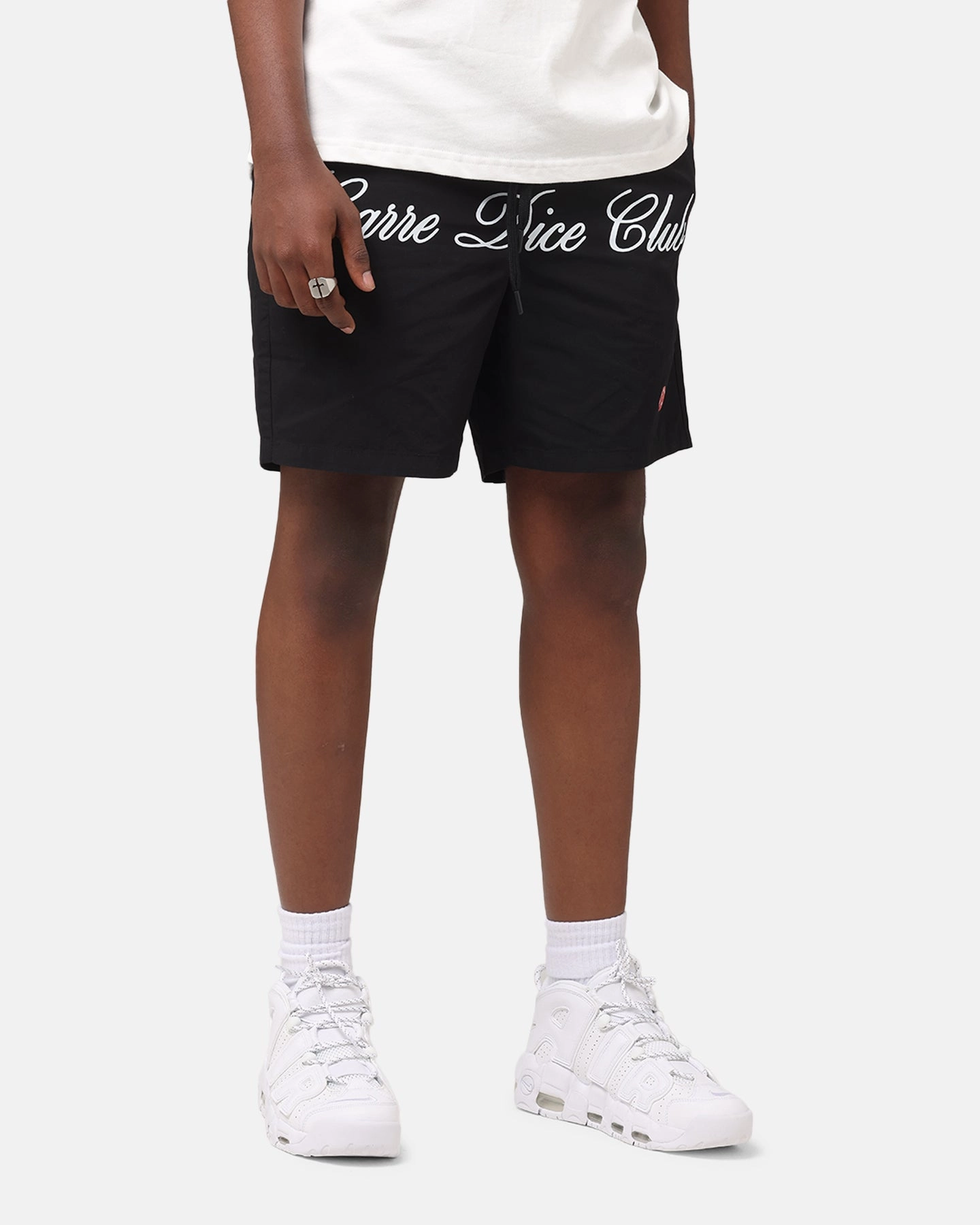 checkered pattern education industry Carre Dice Club Beach Shorts Black