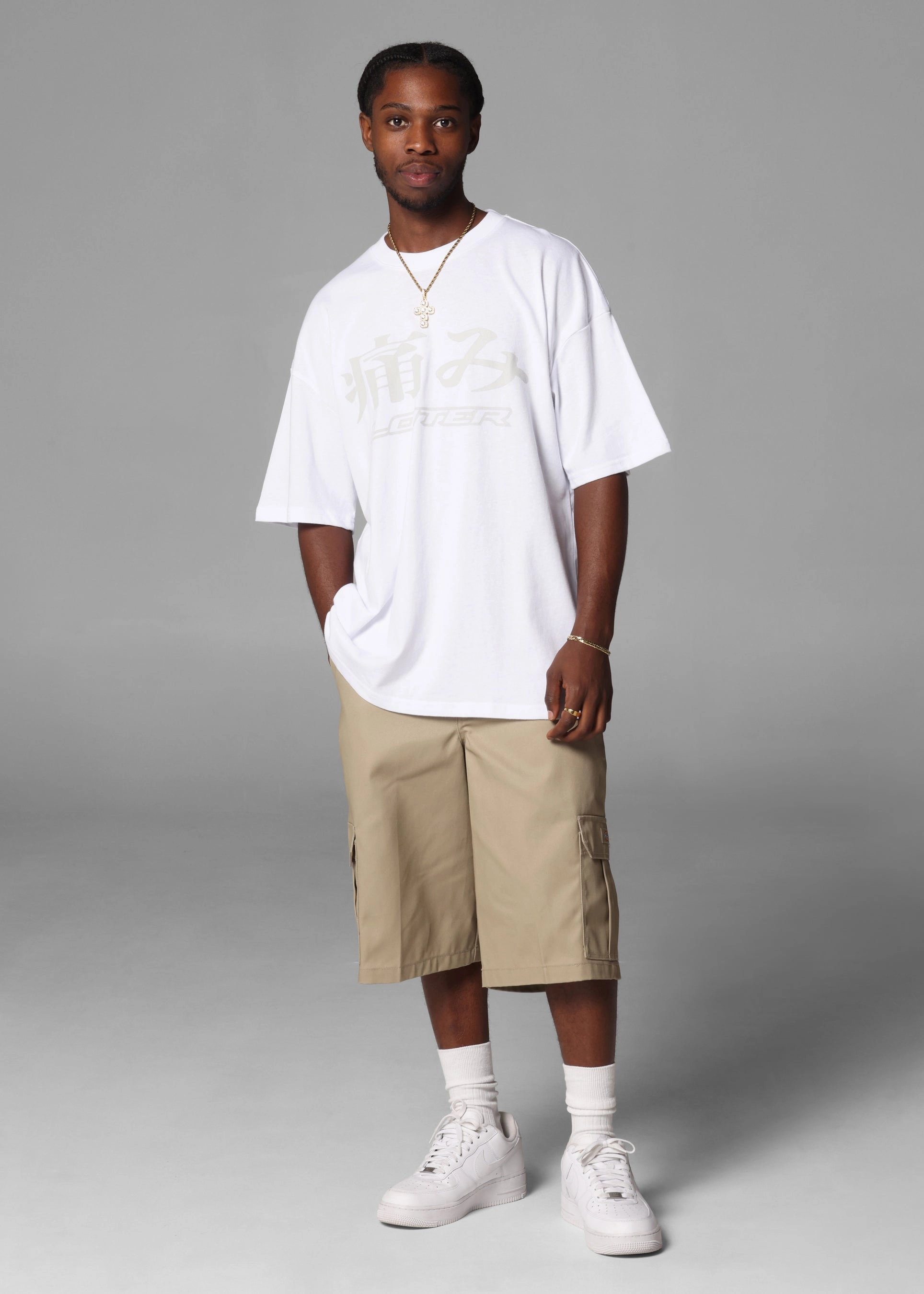 Breathable mesh simple design Loiter Pain T-Shirt White