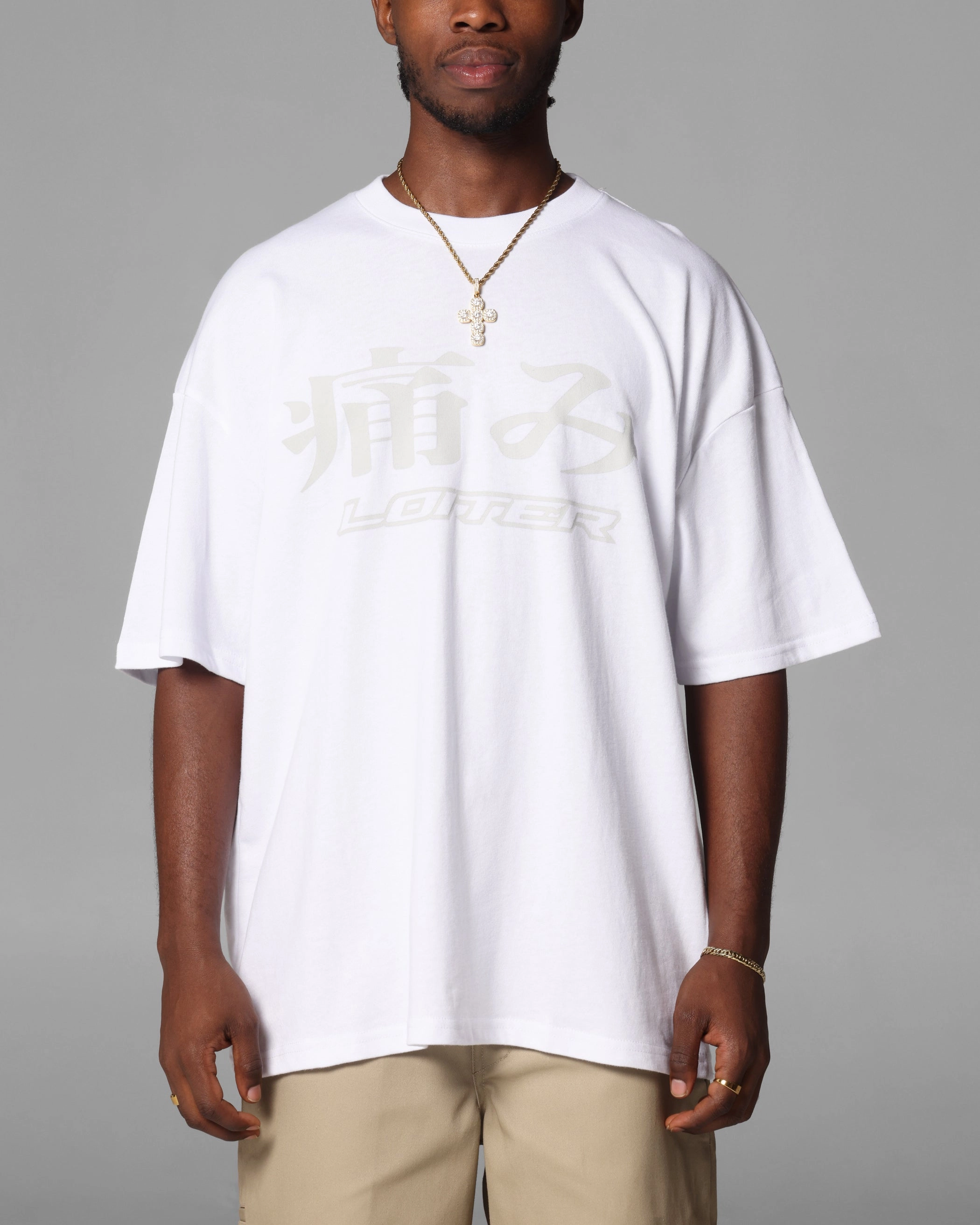 Trendy Comfort Scoop neck femininity Loiter Pain T-Shirt White
