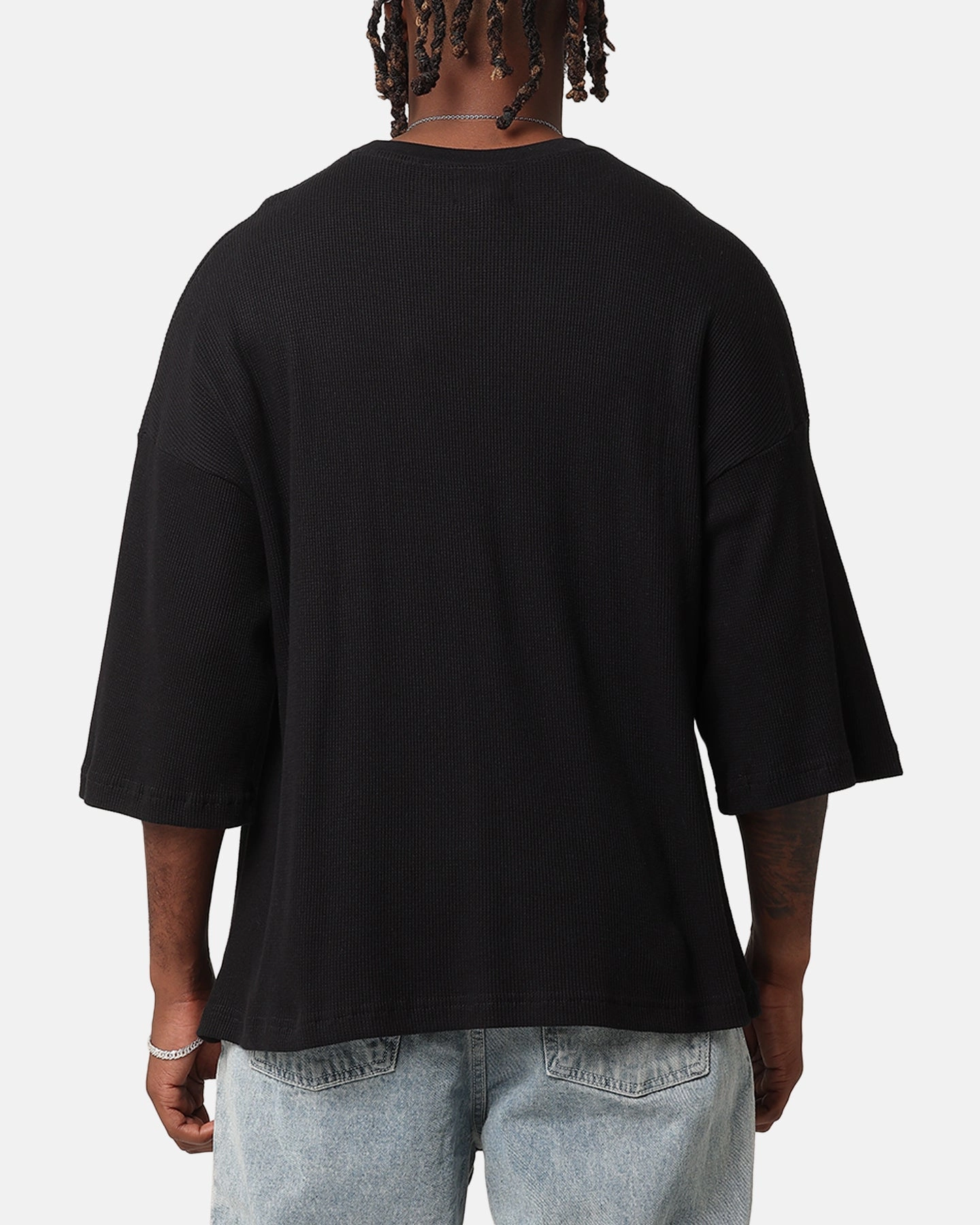 XXIII Waffle Midsleeve T-Shirt Black Sleek Style Comfortable