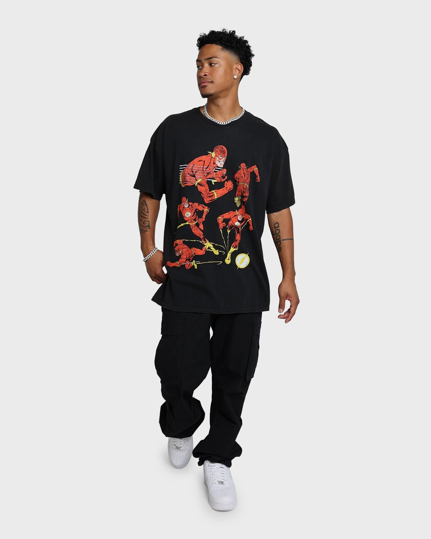 Goat Crew X The Flash Flash Multiply Vintage T-Shirt Washed Black Soft And Comfortable