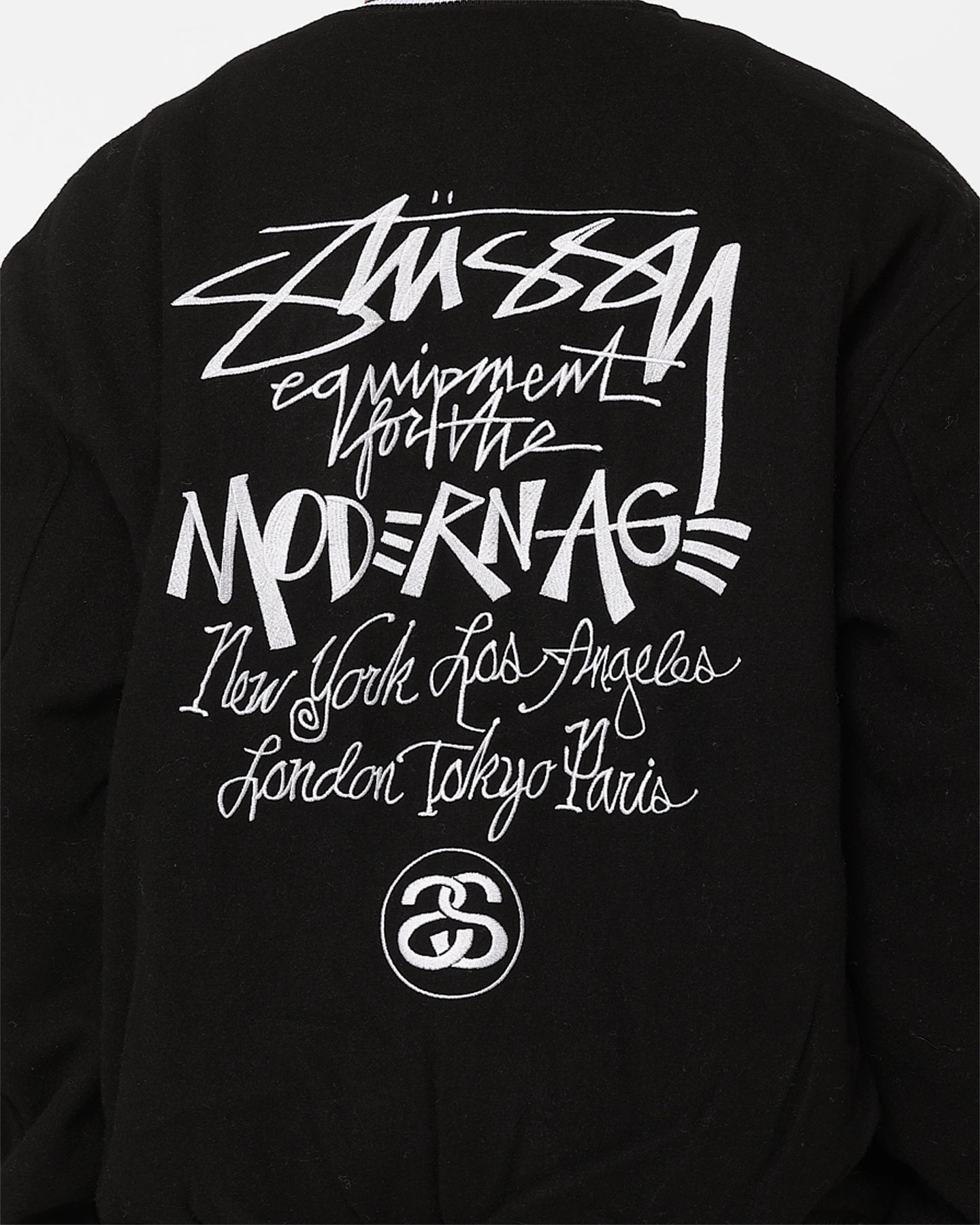 Stussy Varsity Jacket Black Clock
