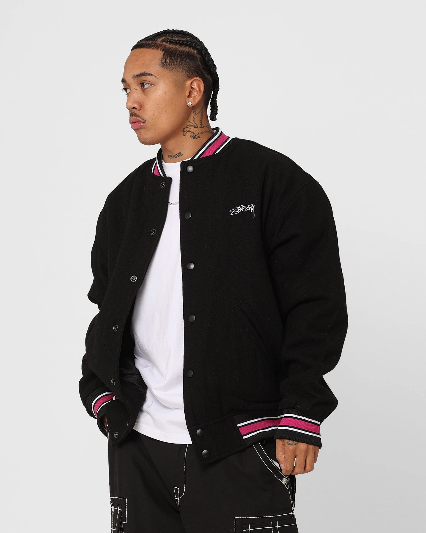 Fast Fit Trendy Jacket Design Stussy Varsity Jacket Black