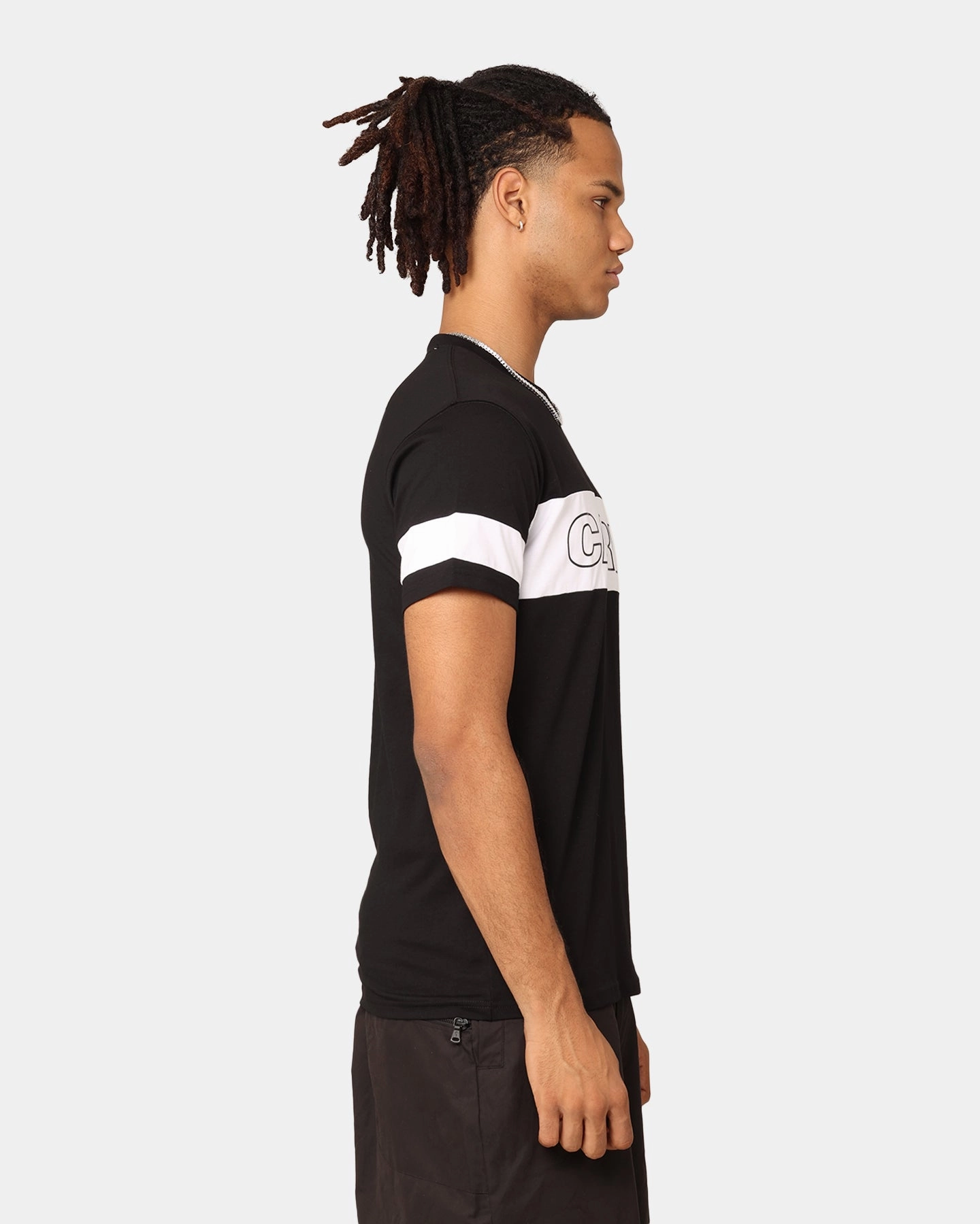 Circular Knit Design Casual Essentials Carre Bars T-Shirt Black/White