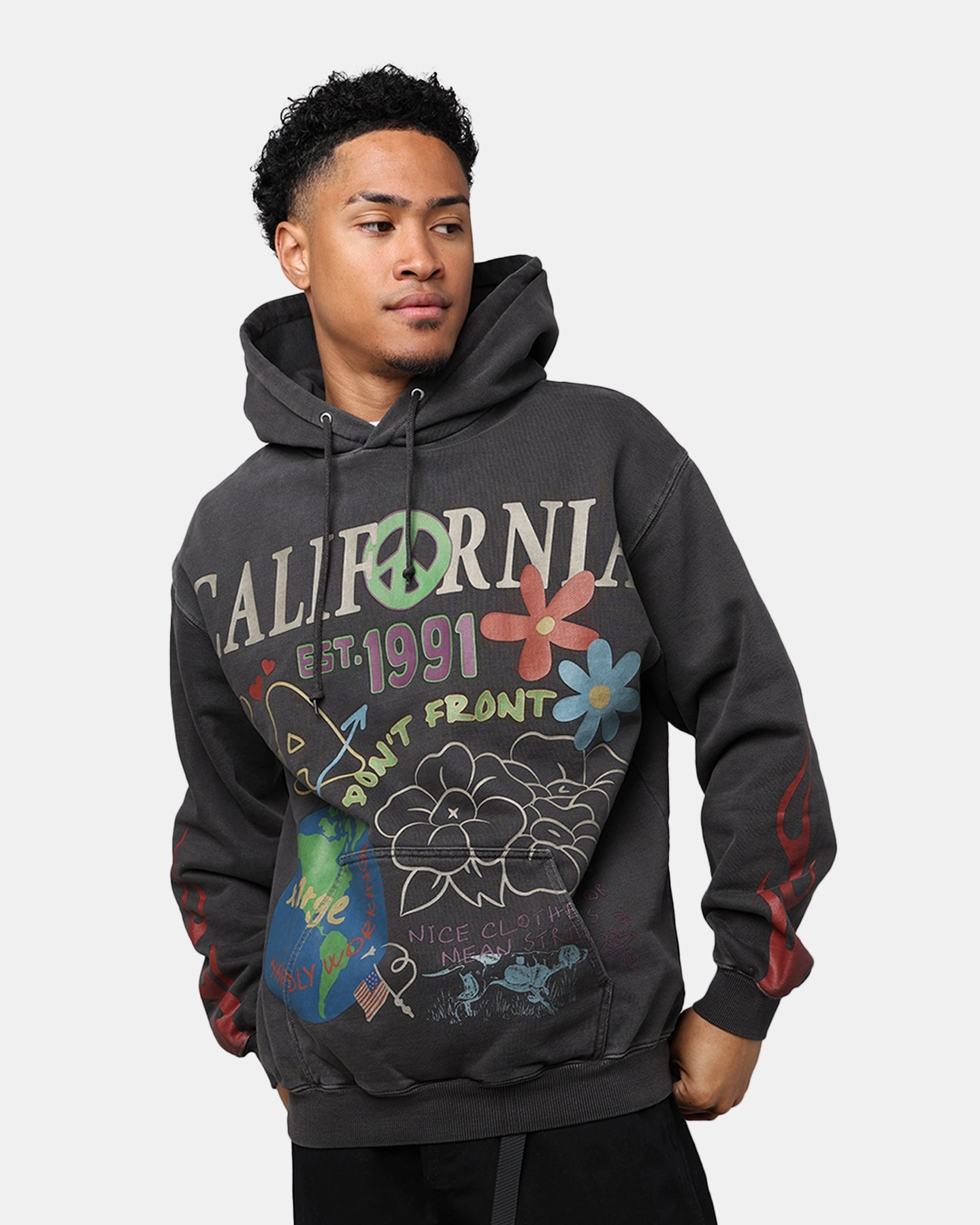 X-Large Pigment Dyed Peace Hoodie Black Rugged Comfort Compact Packability