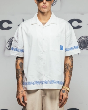 Cocktail Party Carre Rose Bowl Button Up Shirt Off White