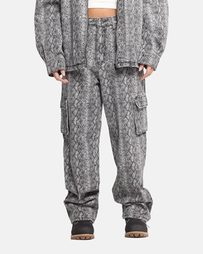 XXIII Snake Skin Cargo Pants Black Snake Print High Durability Thread