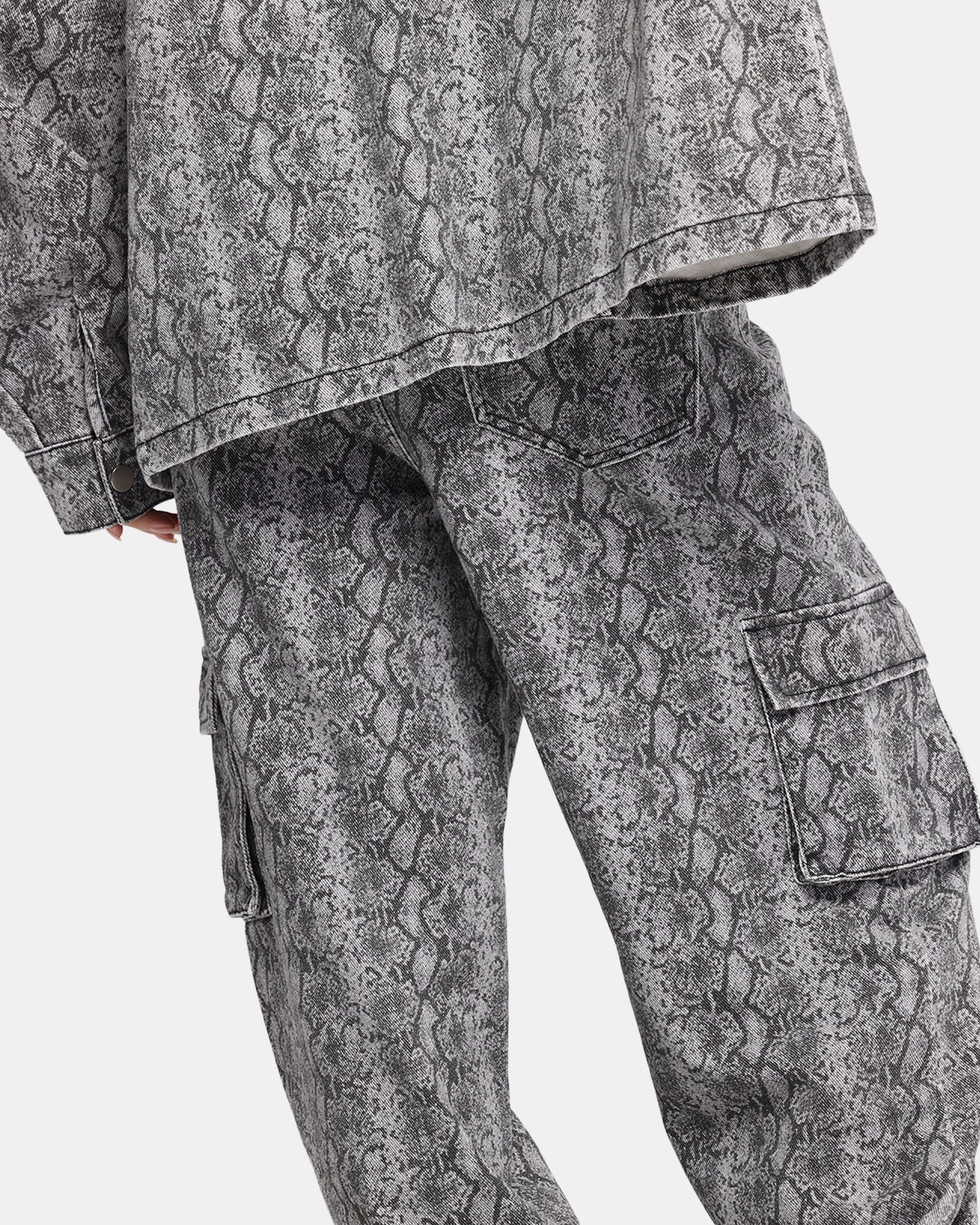 Basic Style XXIII Snake Skin Cargo Pants Black Snake Print