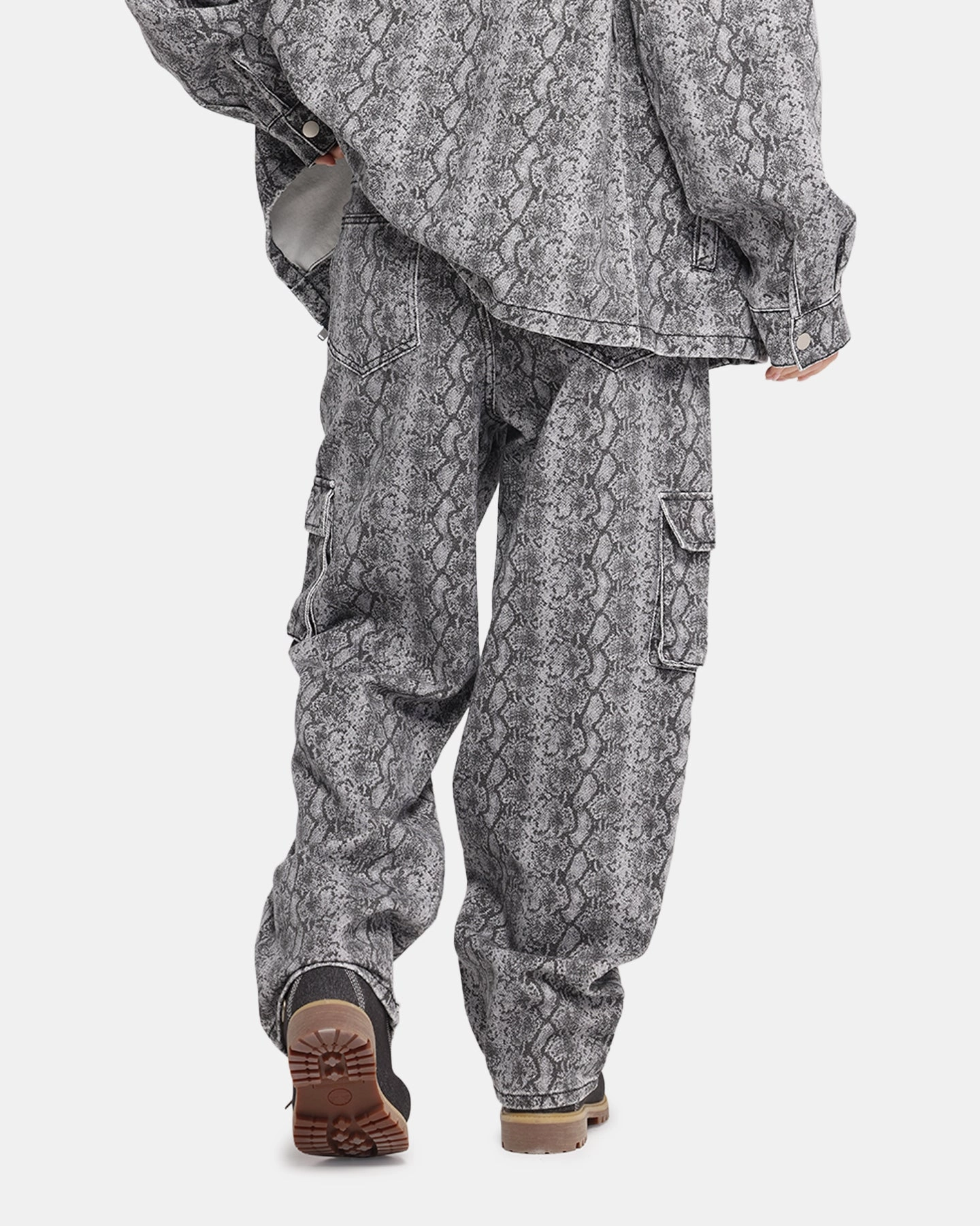 XXIII Snake Skin Cargo Pants Black Snake Print WrinkleFreeFinish