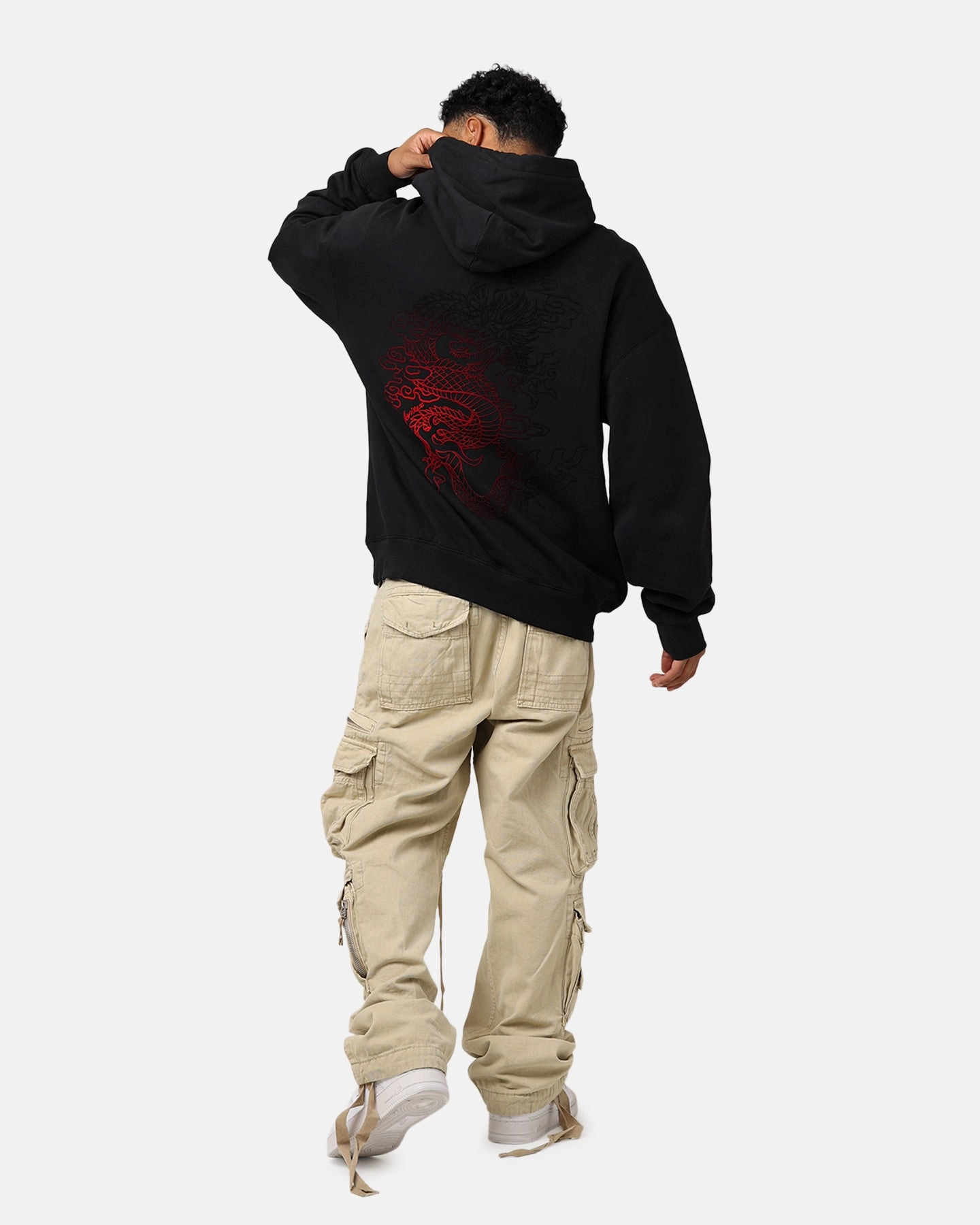Low Maintenance Multi Pocket Avirex Dragon Hoodie Black