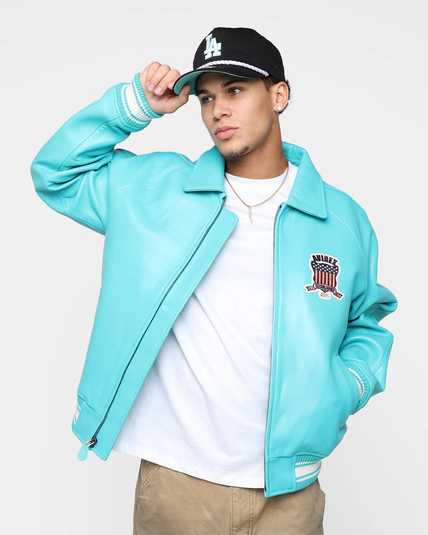 Avirex Icon Jacket Turquoise Compression Panels Wrinkle-Resistant