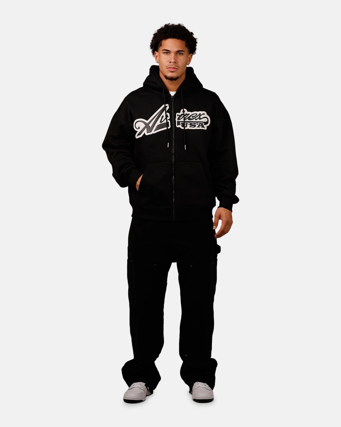Avirex Script Full Zip Hoodie Black Discuss leggings