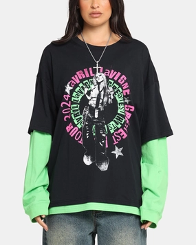 Avril Lavigne Avril Layered Long Sleeve T-Shirt Black Wash ZeroWaste Production Cozy and Light