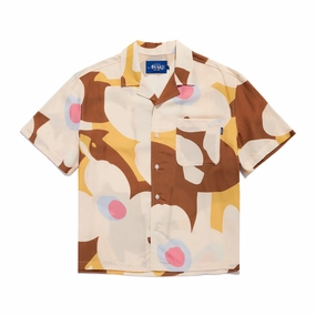 Awake Floral Camp 'Brown' Embroidered Detail