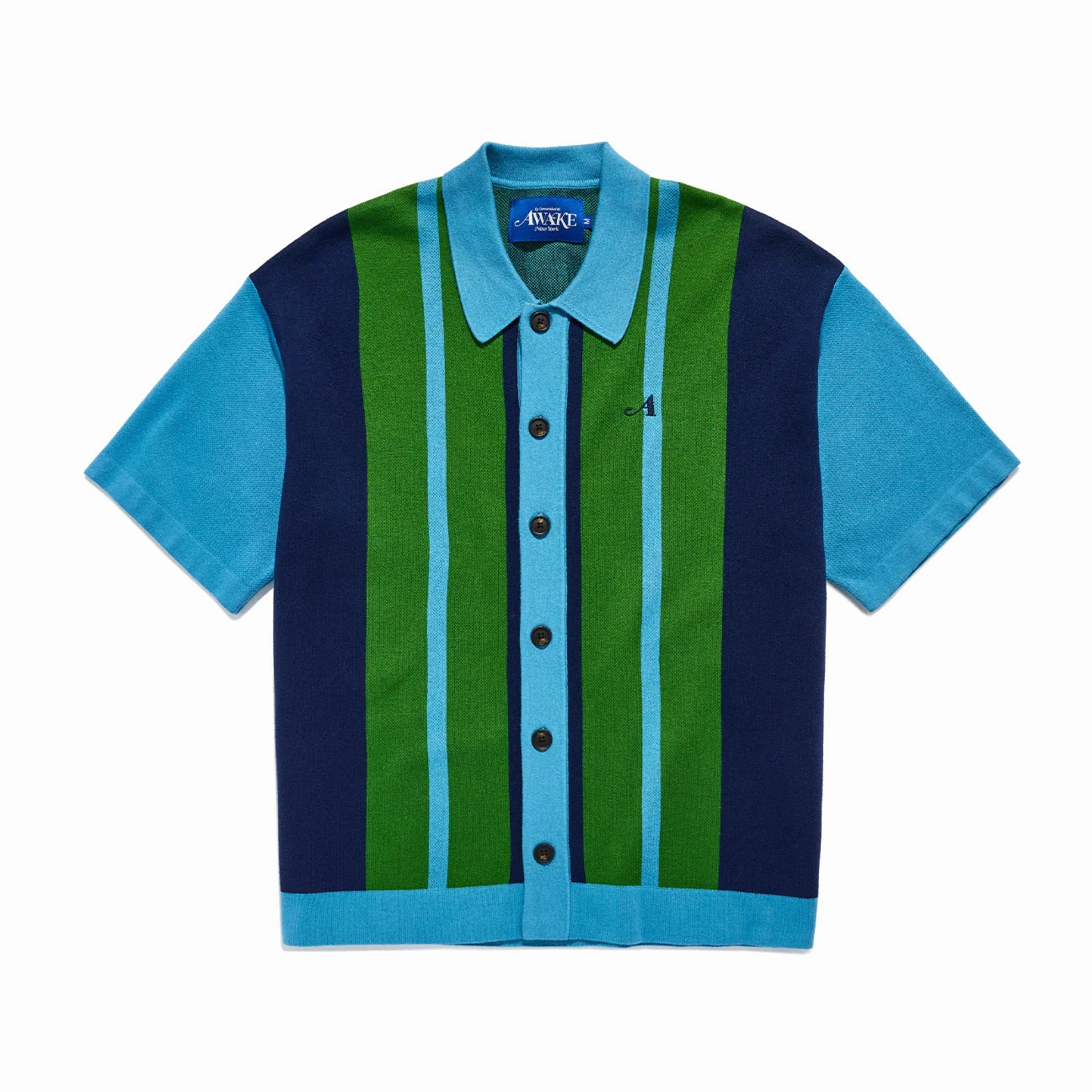Awake Knit Camp Collar 'Blue-Multi' Snug feel