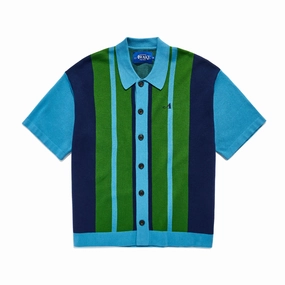 Awake Knit Camp Collar 'Blue-Multi' Snug feel