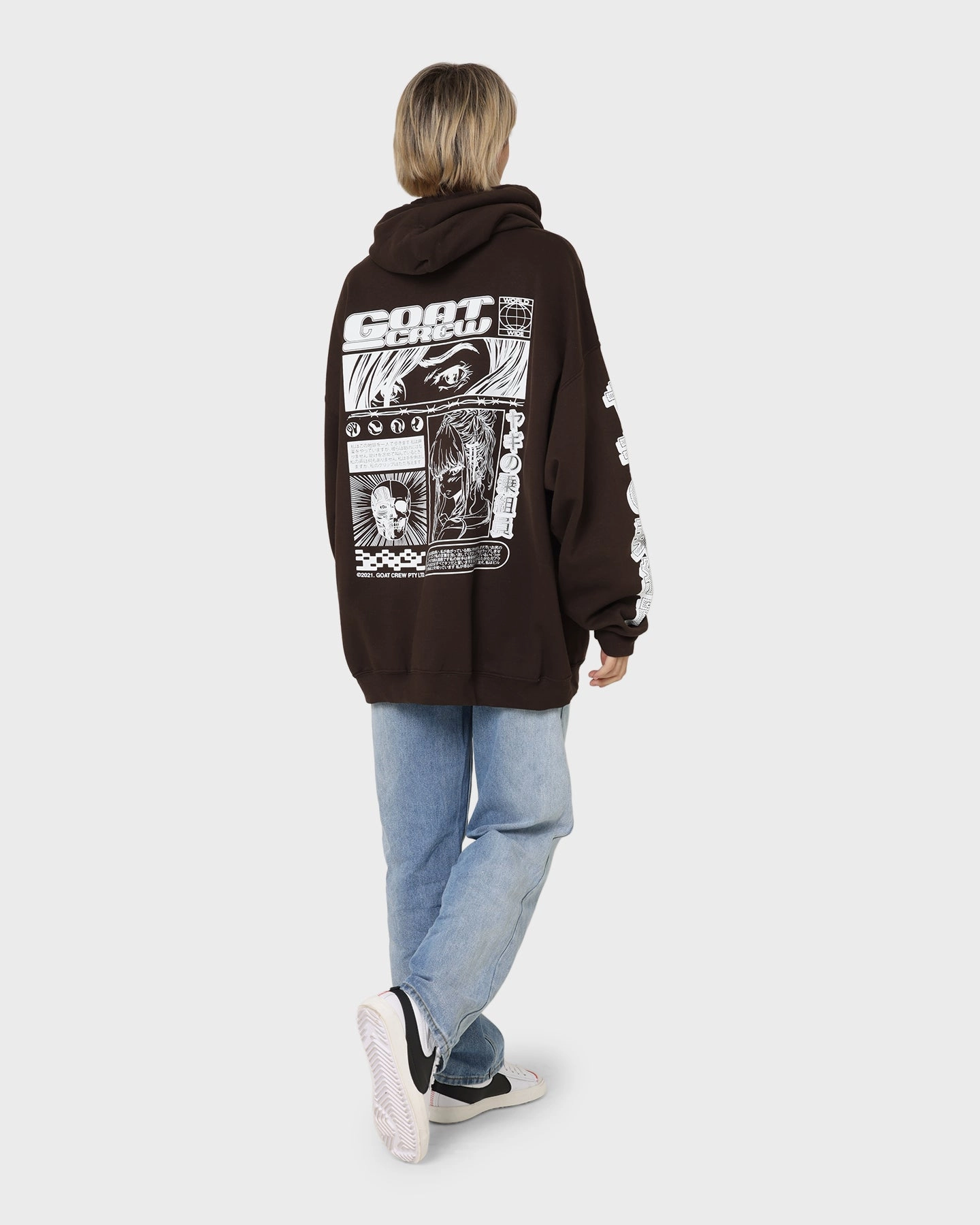Easy Zip Goat Crew Harajuku Hoodie Brown