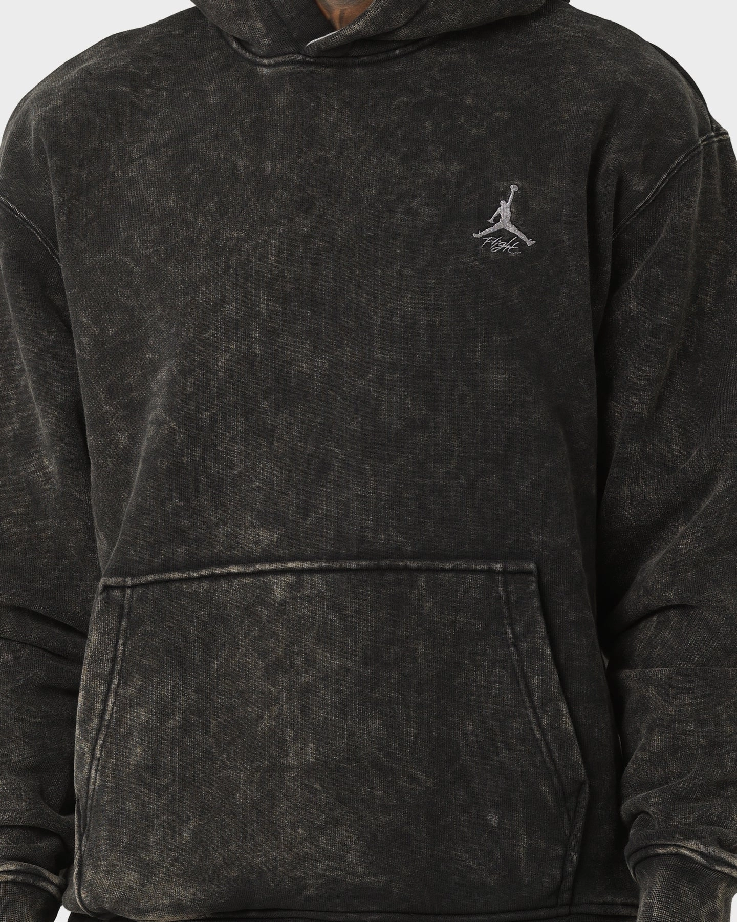 Jordan Flight Heritage Fleece Pullover Hoodie Black/Black/Cement Non Irritating Collar
