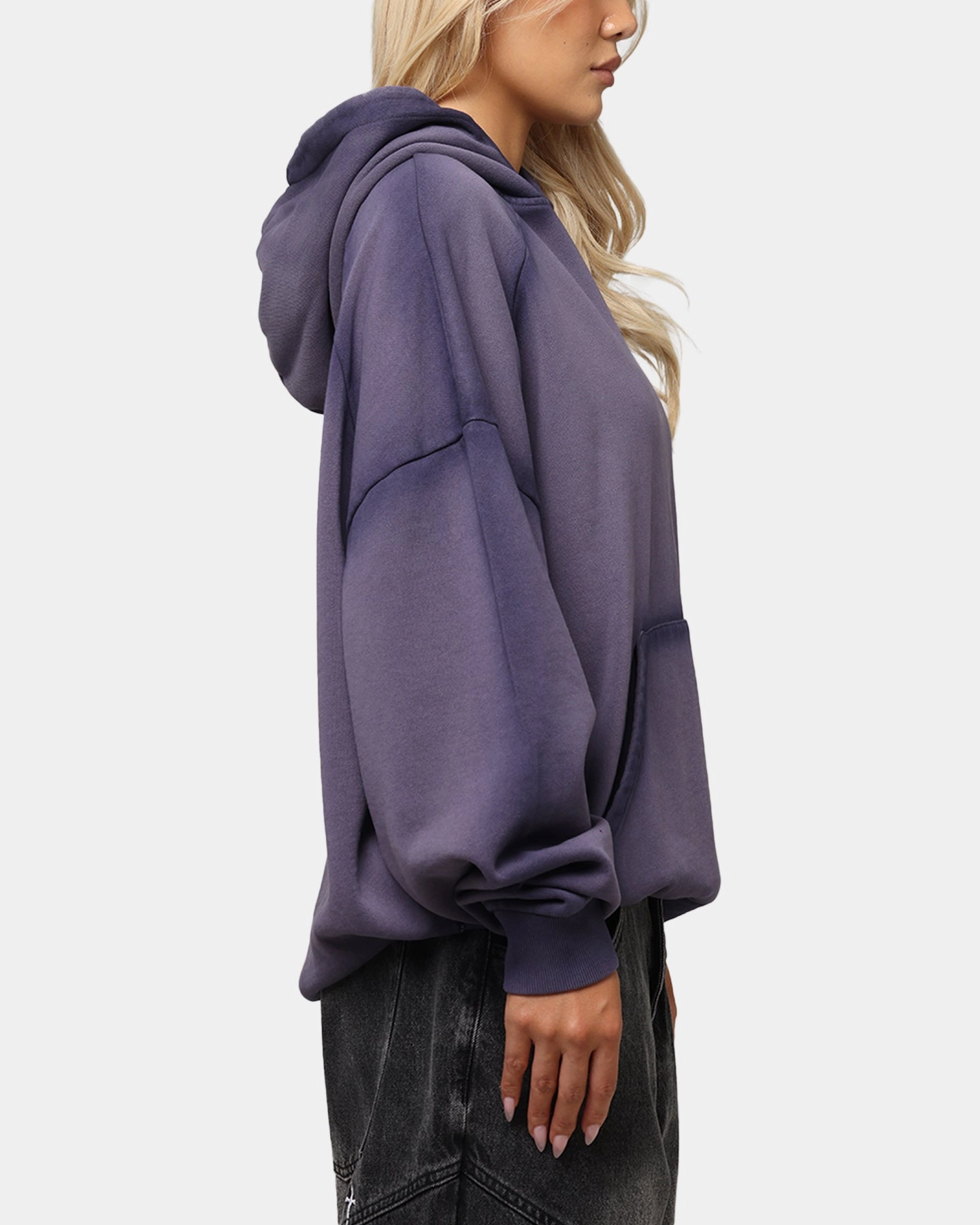 Stretchable Protective Layer Saint Morta Contrast Wash Hoodie Purple