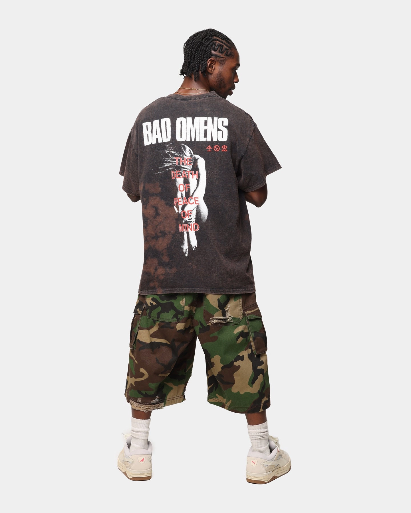 Bad Omens Flame Symbol T-Shirt Black Vintage Geometric Print
