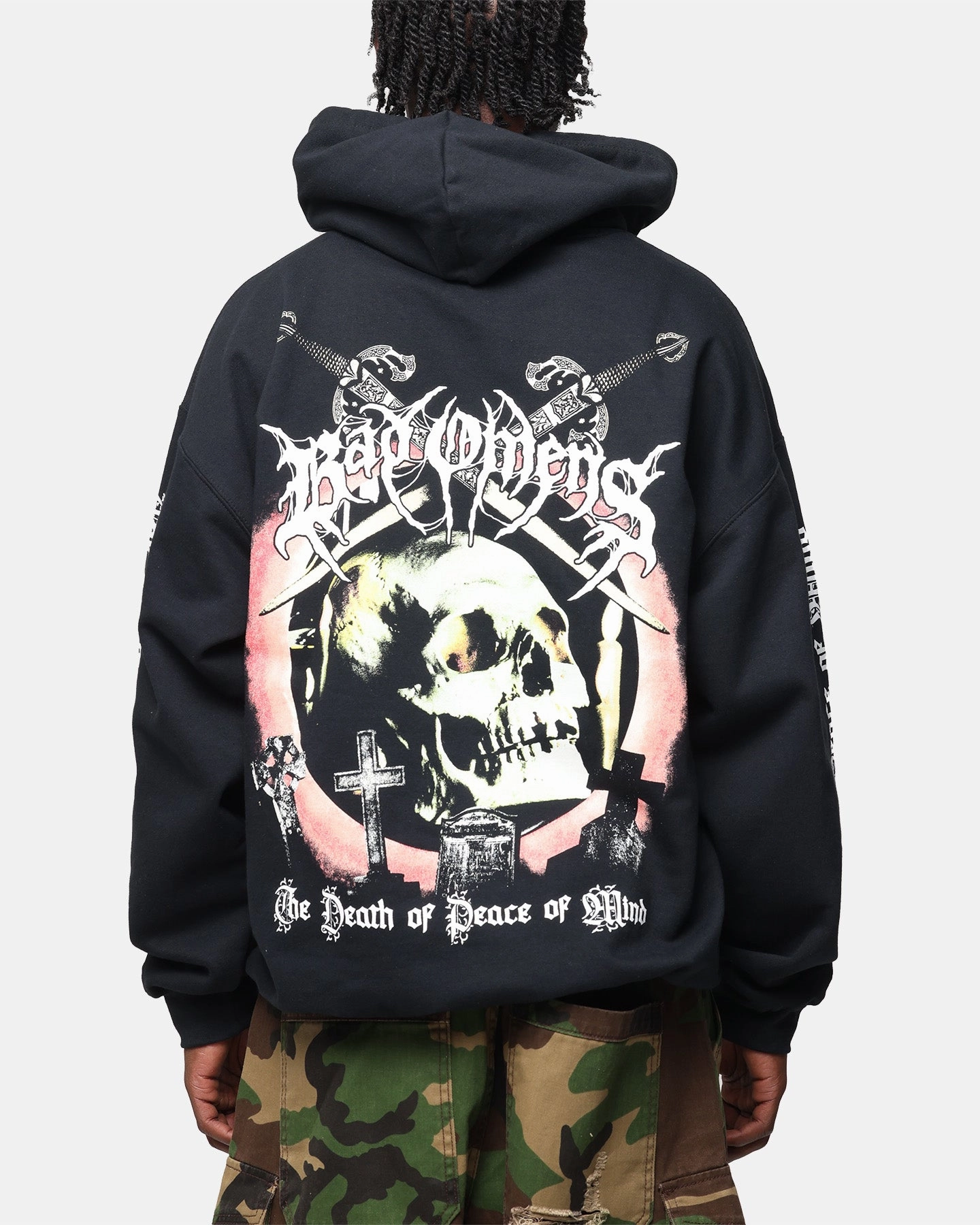 budget-friendly suitable for community activities Bad Omens Skull Grave Hoodie Black