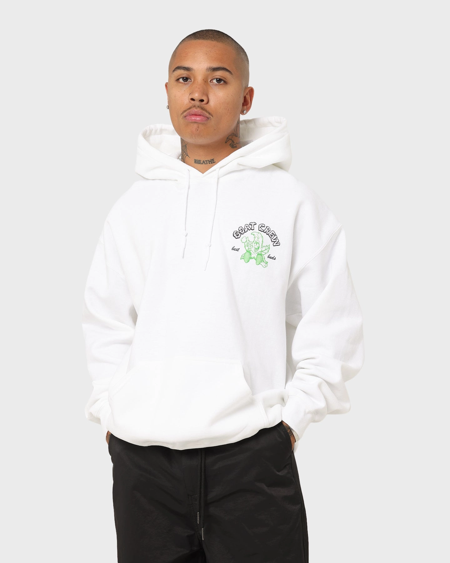 family trip Reflective Piping Goat Crew Best Buds Hoodie White