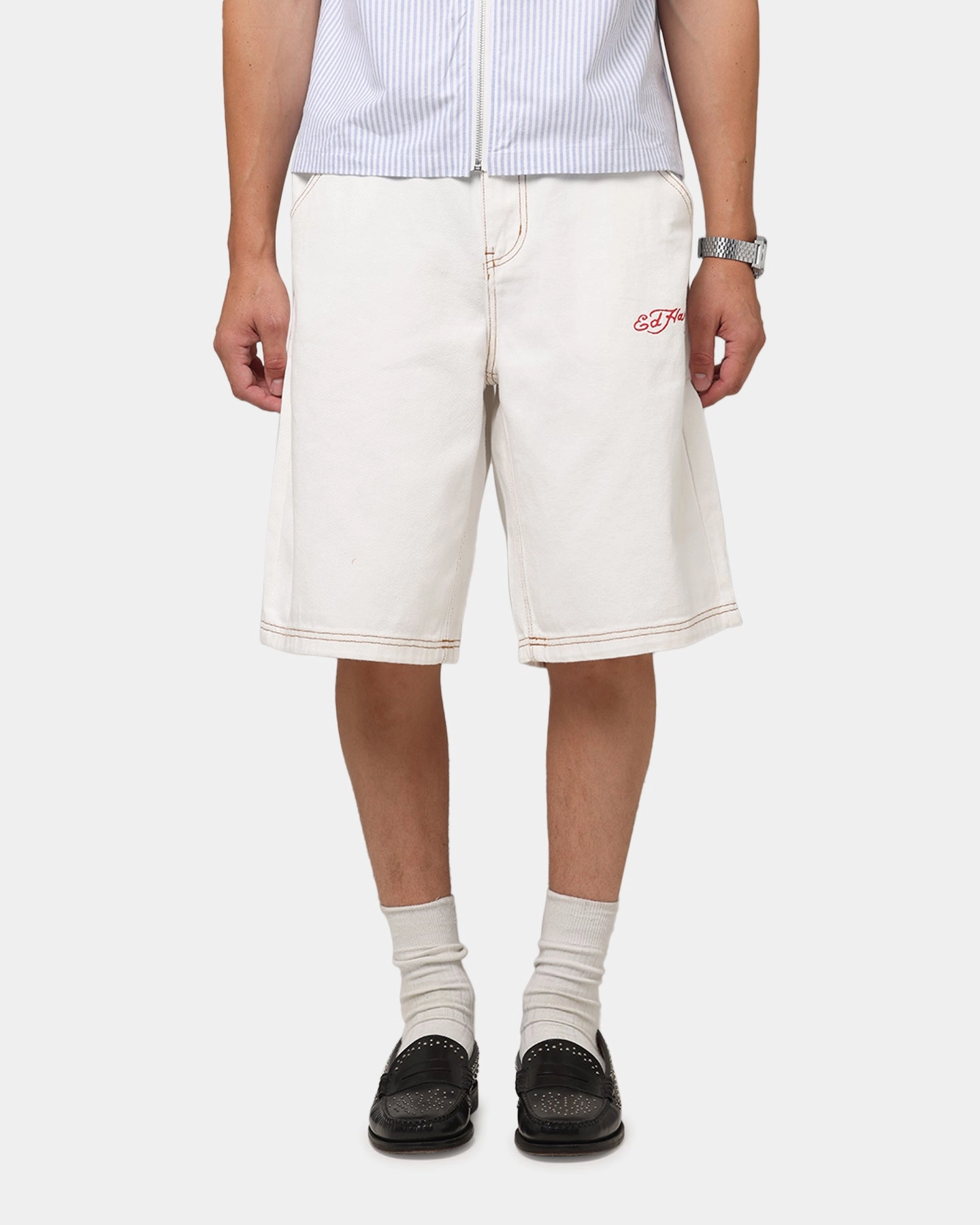 Ed Hardy Tiger Jorts Off White Clean Feel