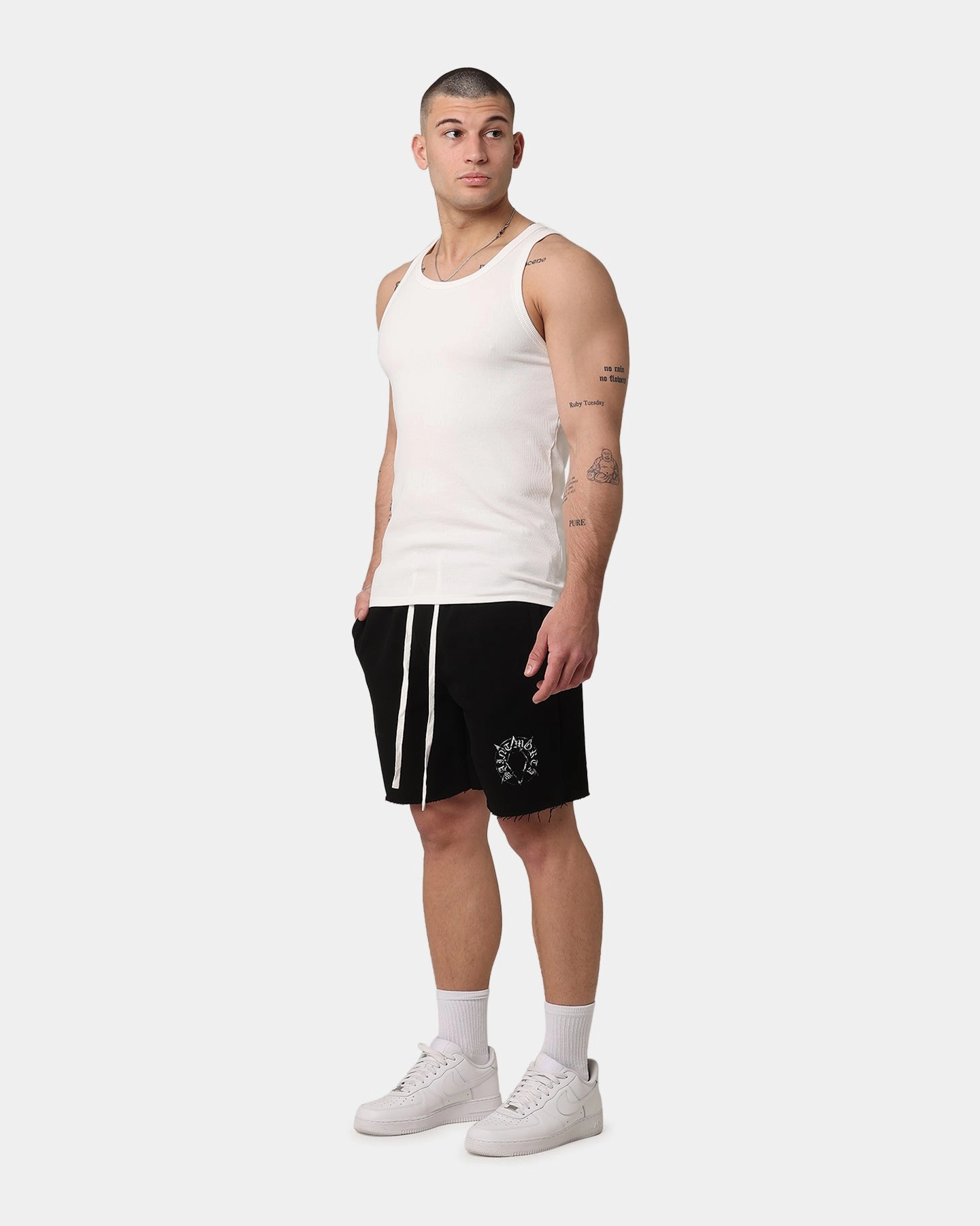 Saint Morta Occult Sweat Shorts Black/White Water Resistant
