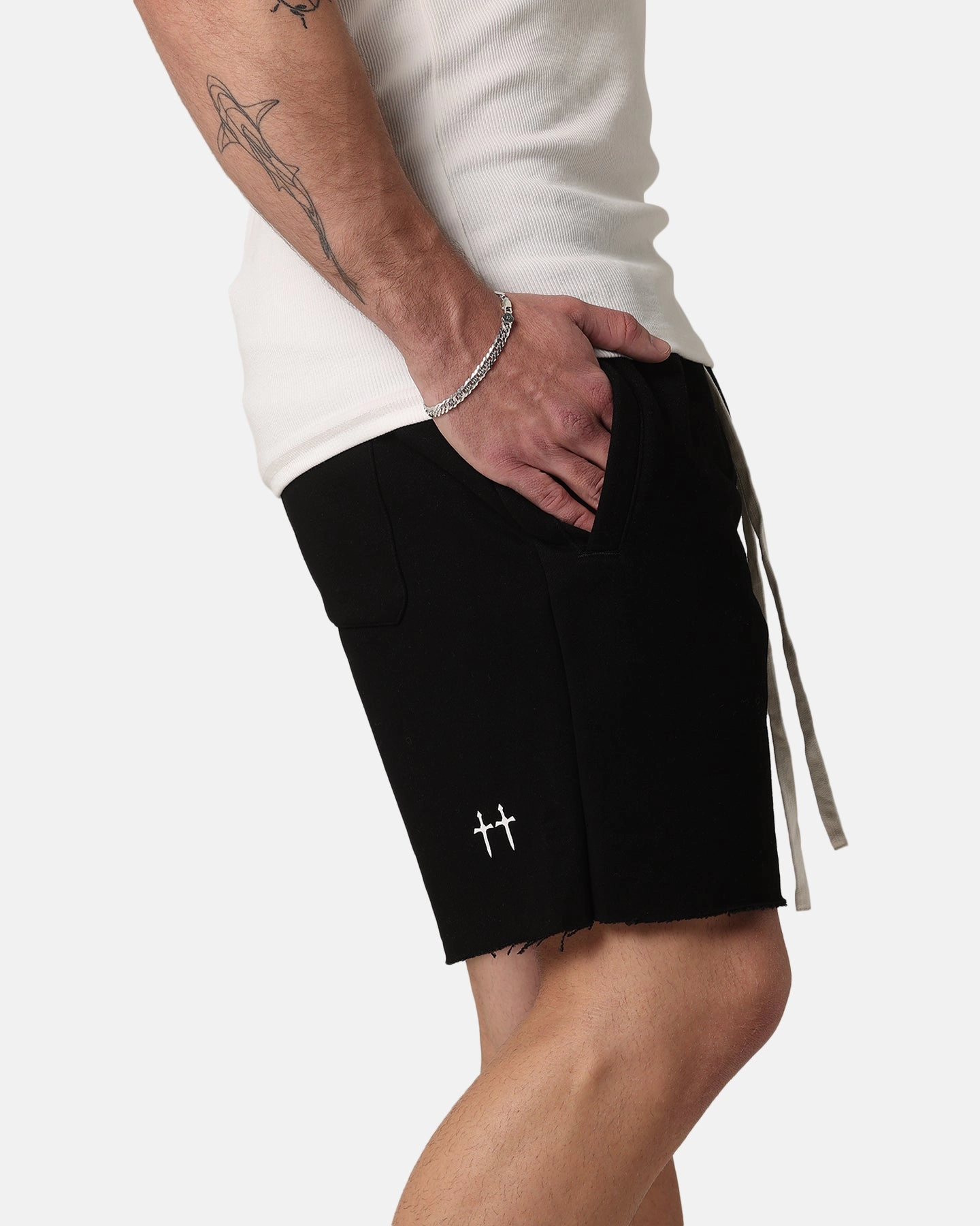 Daytime Style Snag Free Material Saint Morta Occult Sweat Shorts Black/White