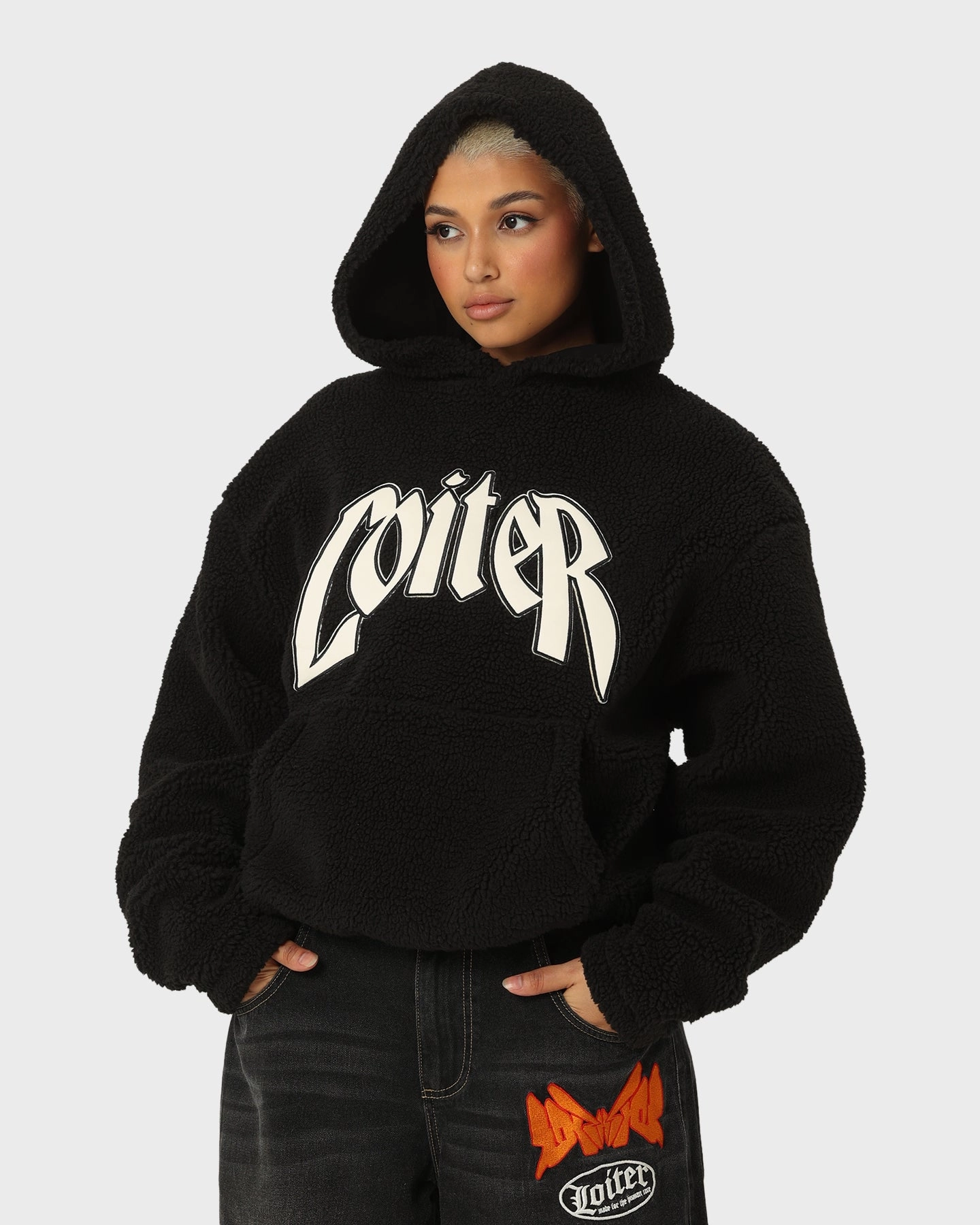 Loiter Sherpa Hoodie Black suitable for sports games
