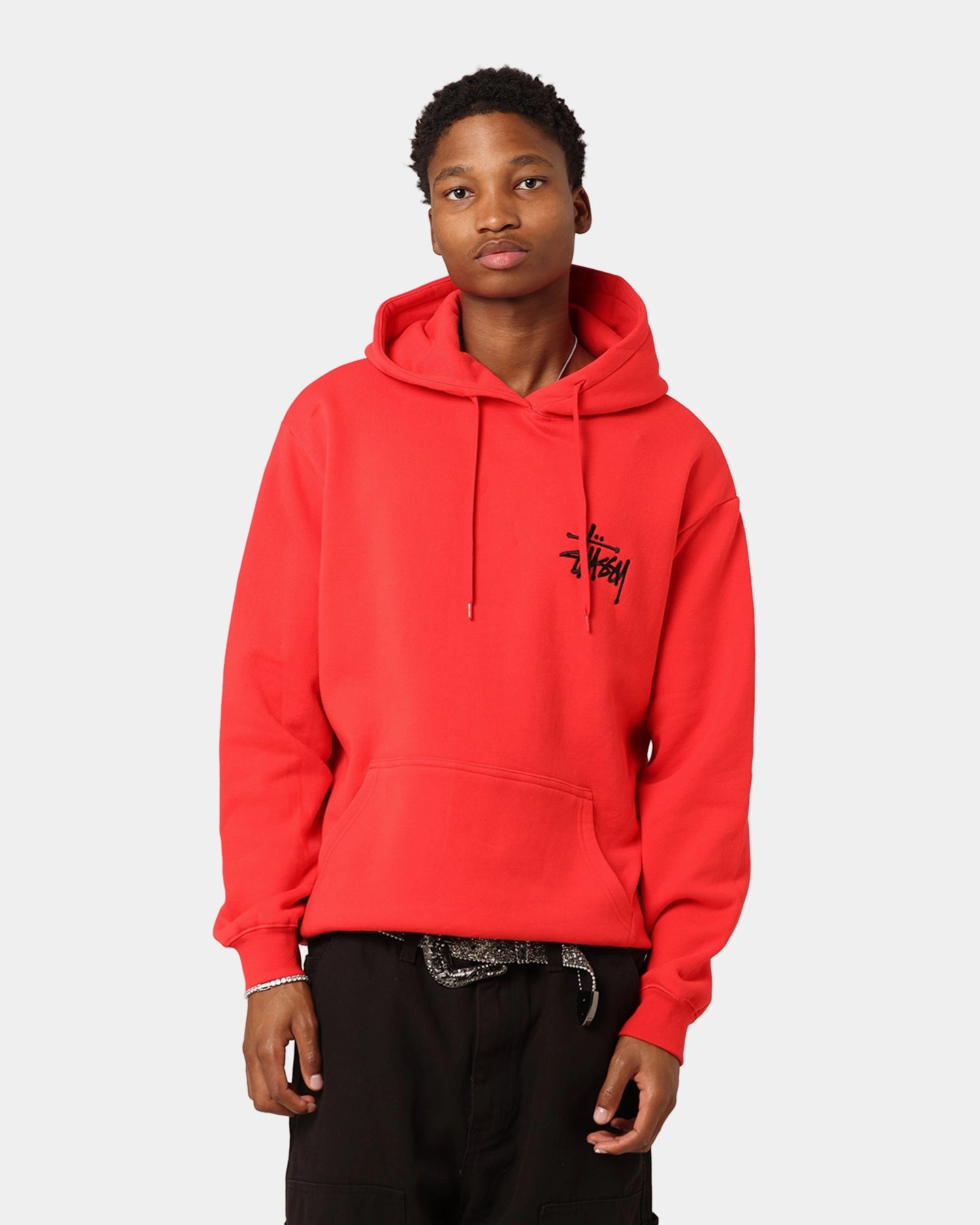 St??ssy Dragon Hoodie Pigment Red writers Reinforced Shoulder Panels