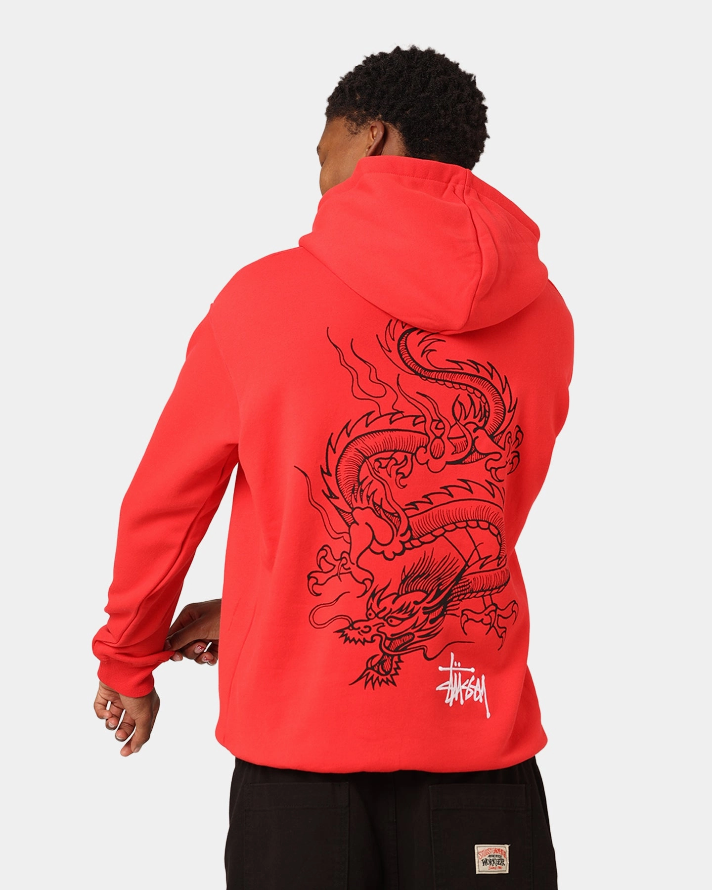 High Collar Fit St??ssy Dragon Hoodie Pigment Red