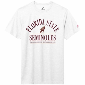 League Men's Florida State Seminoles Arrowhead Design Short Sleeve Slub T-shirt - White Relaxed Armhole Cut Effortless Look