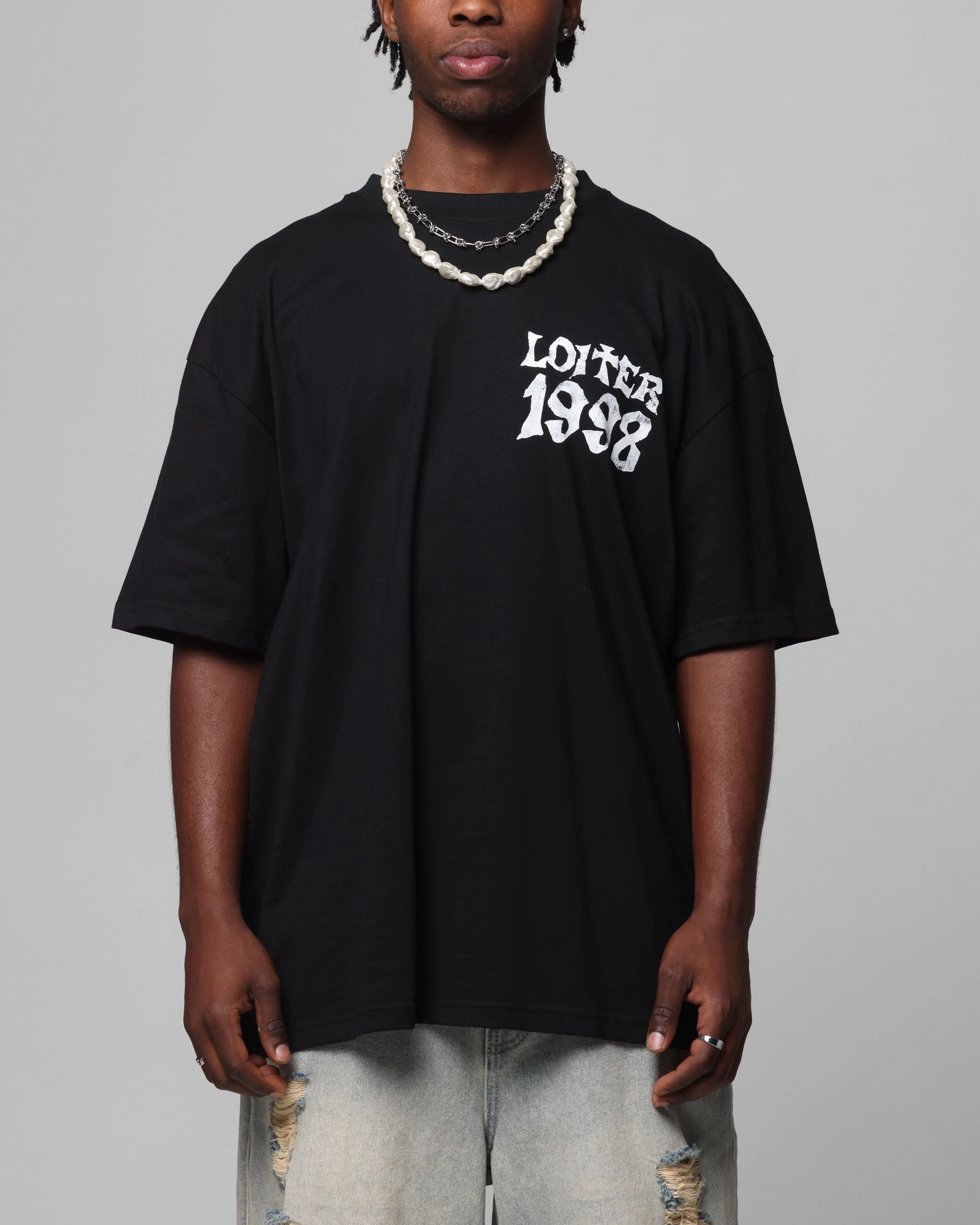 Loiter Staple Logo Drop T-Shirt Black Everyday Fashion