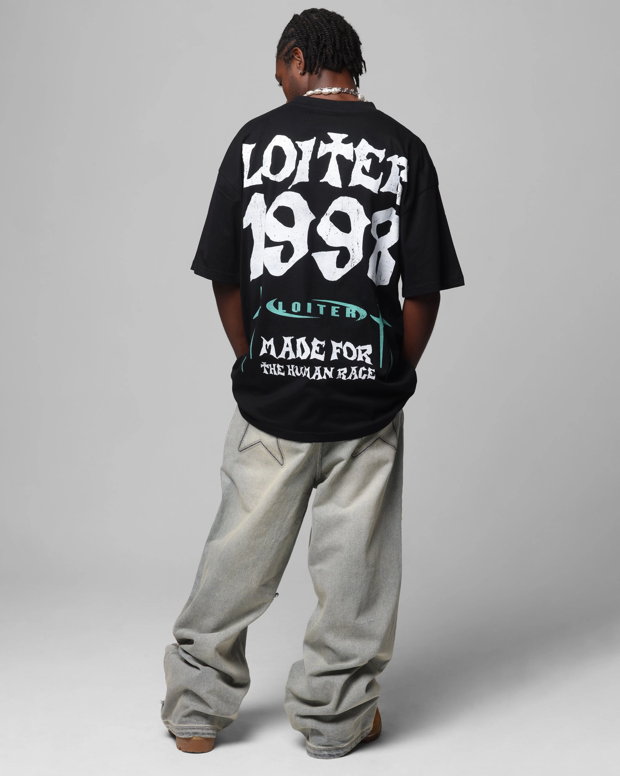 Loiter Staple Logo Drop T-Shirt Black Comfy Layer