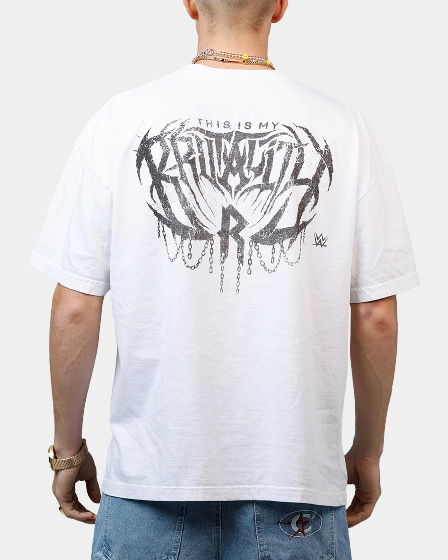 Culture Kings X WWE Rhea Ripley Wrestlemania XLI Vintage T-Shirt White Layered Sleeve Minimal Style Trend