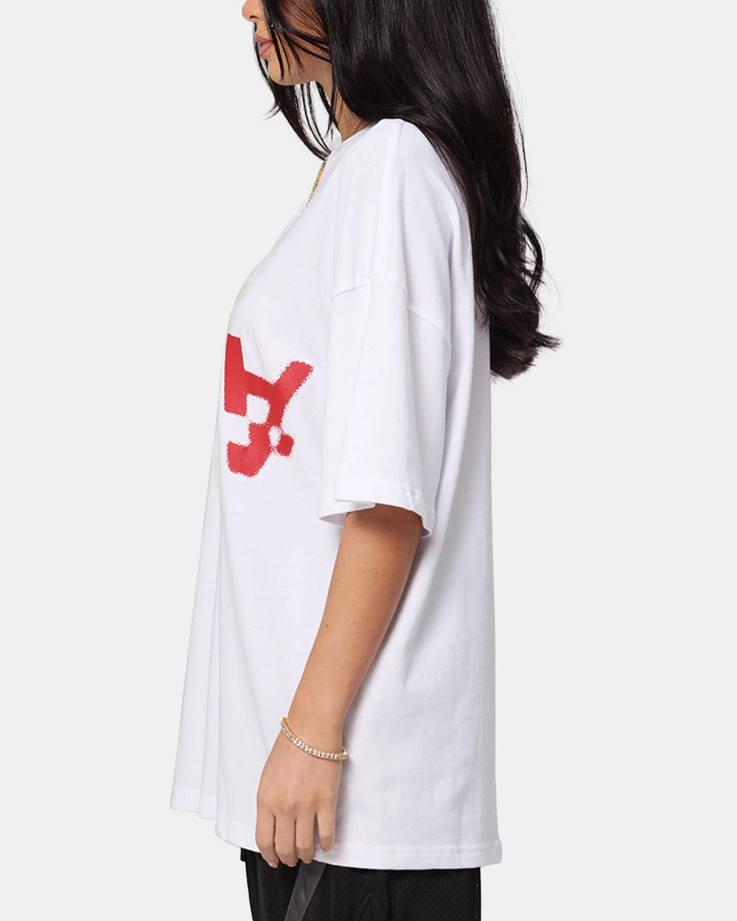 Thermal Regulation Fabric Layered Hem Detail The Anti Order Echo Spray Drop Shoulder T-Shirt White