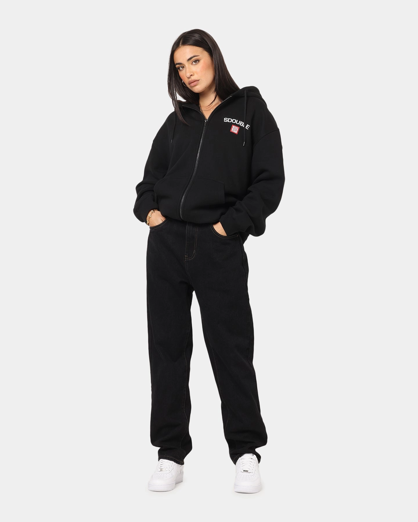 S Double Denim Standard Jeans Black Rinse Must Have Wear All Day Use