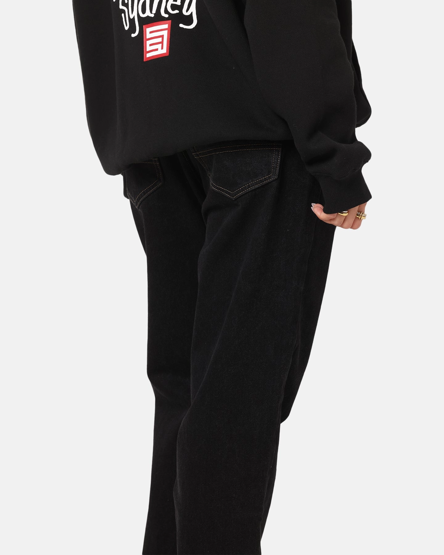 S Double Denim Standard Jeans Black Rinse Unisex Fit All Day Wear