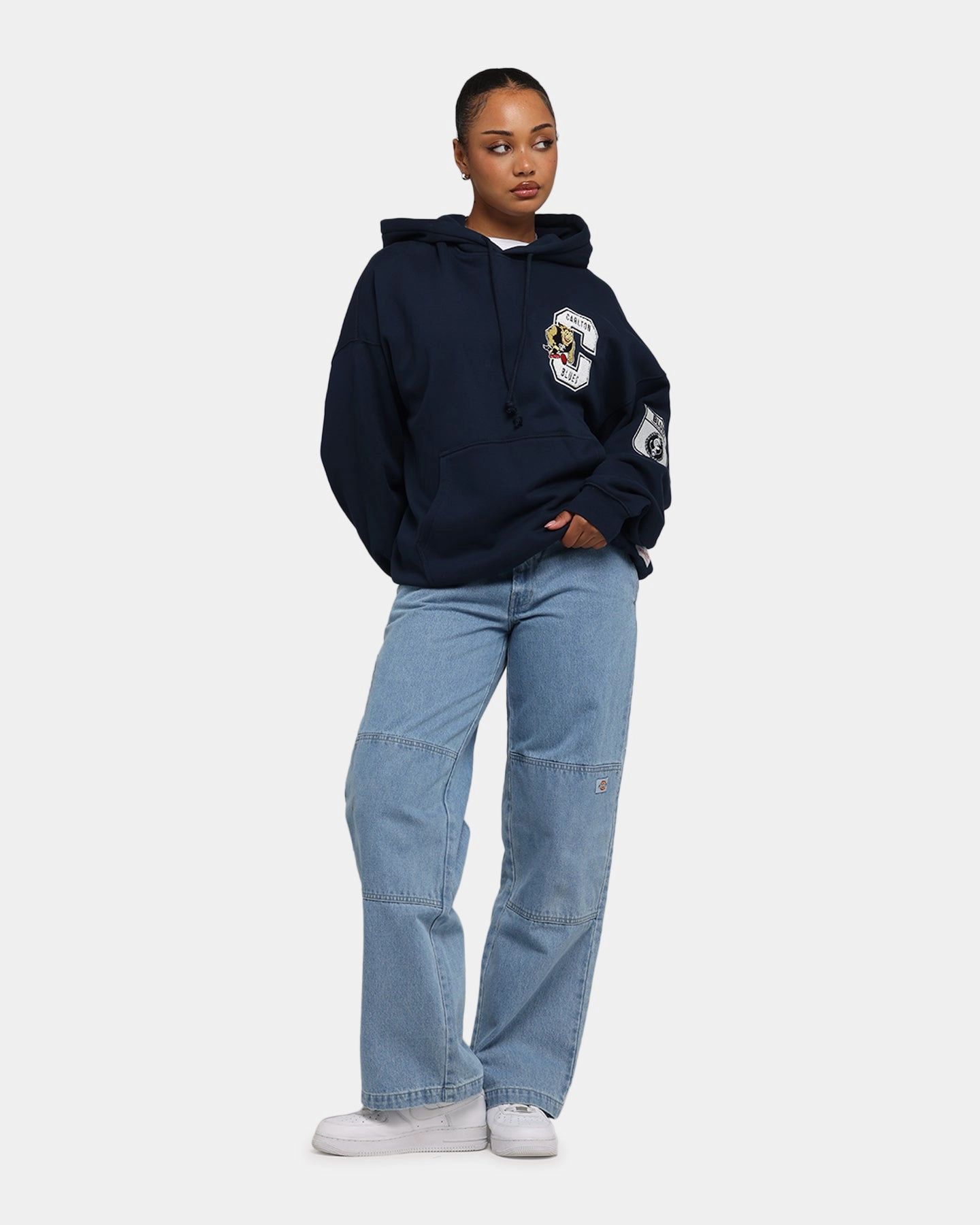 Mitchell & Ness Carlton Blues Team Hoodie Navy Compression Strap Adjustment