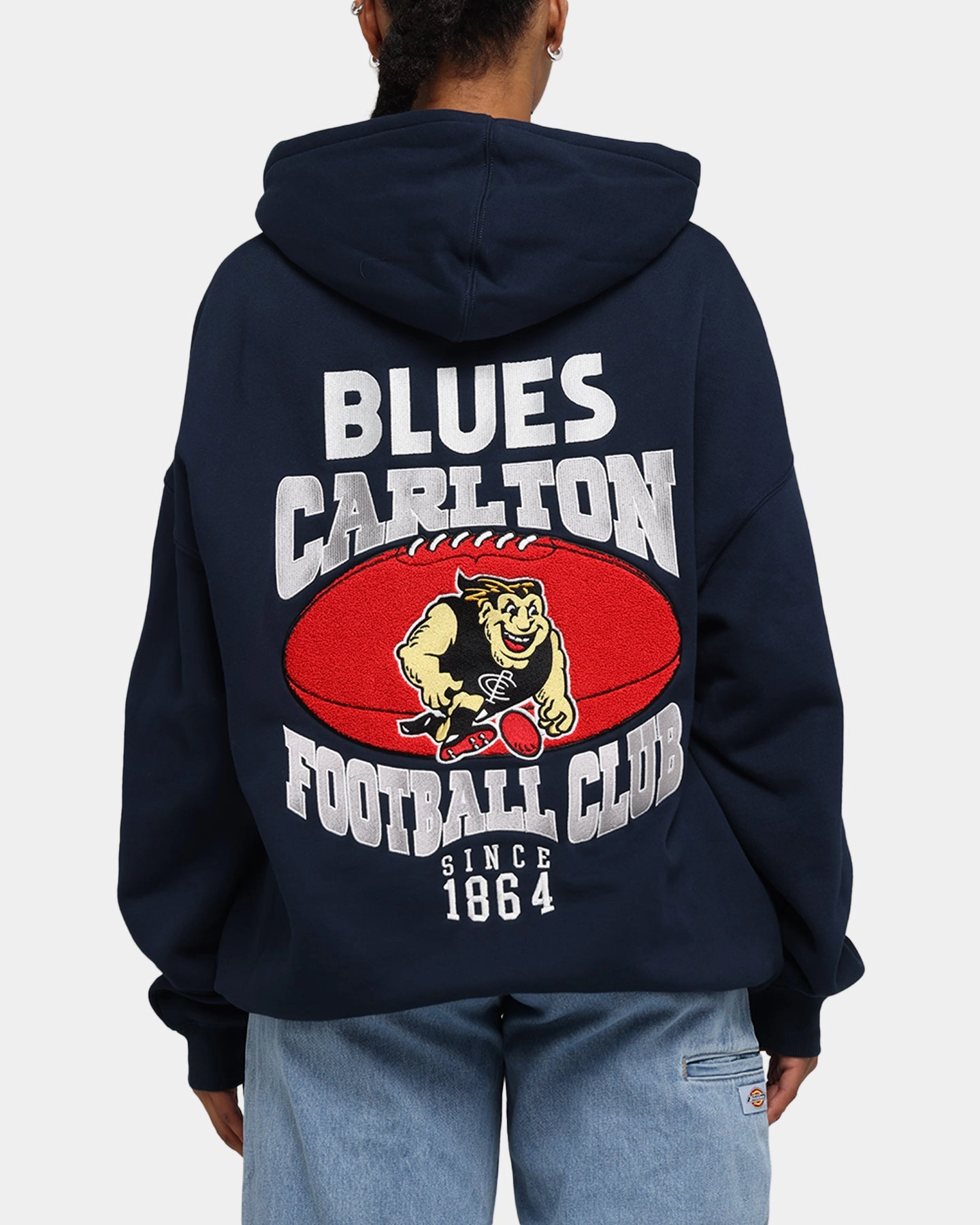 Primaloft Insulation Durable Outer Layer Mitchell & Ness Carlton Blues Team Hoodie Navy
