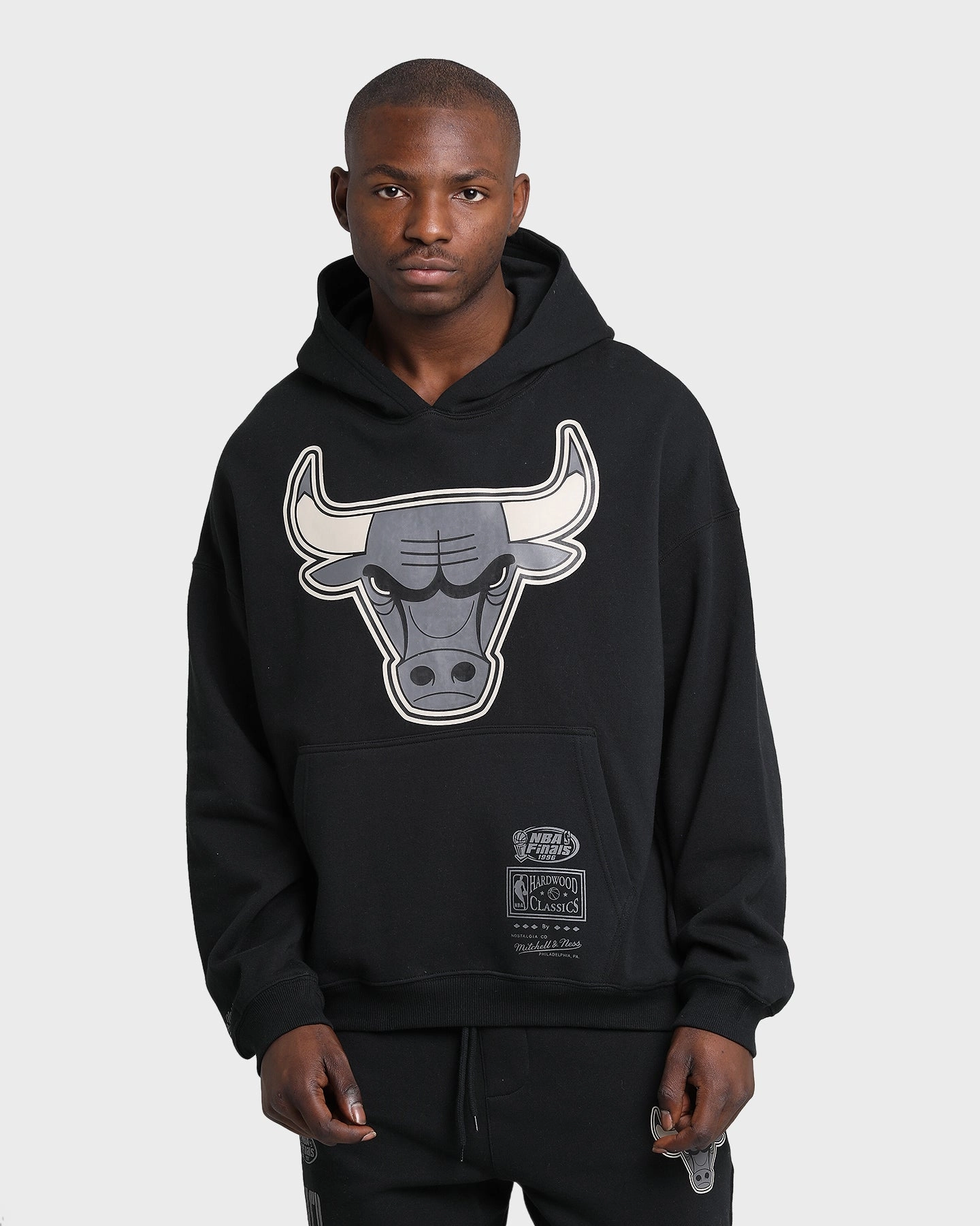 Example Mitchell & Ness Chicago Bulls Bleach Logo Hoodie Black