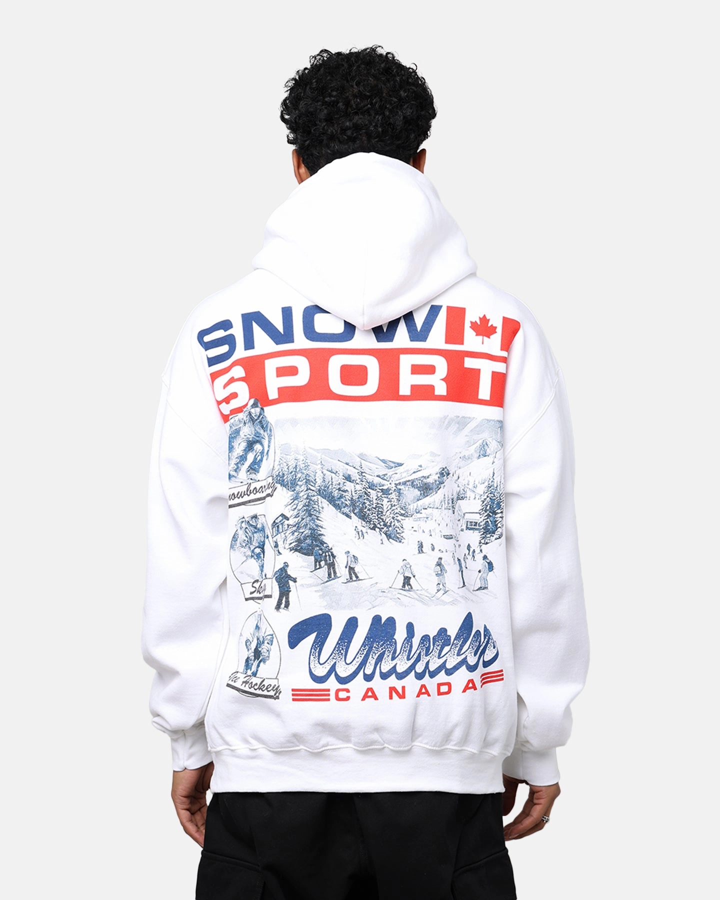 Windproof Barrier Design American Thrift Snow Sport Hoodie White