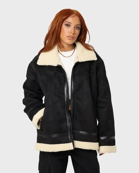 Adjustable Fit Karl Kani Retro Faux Shearling Jacket Black