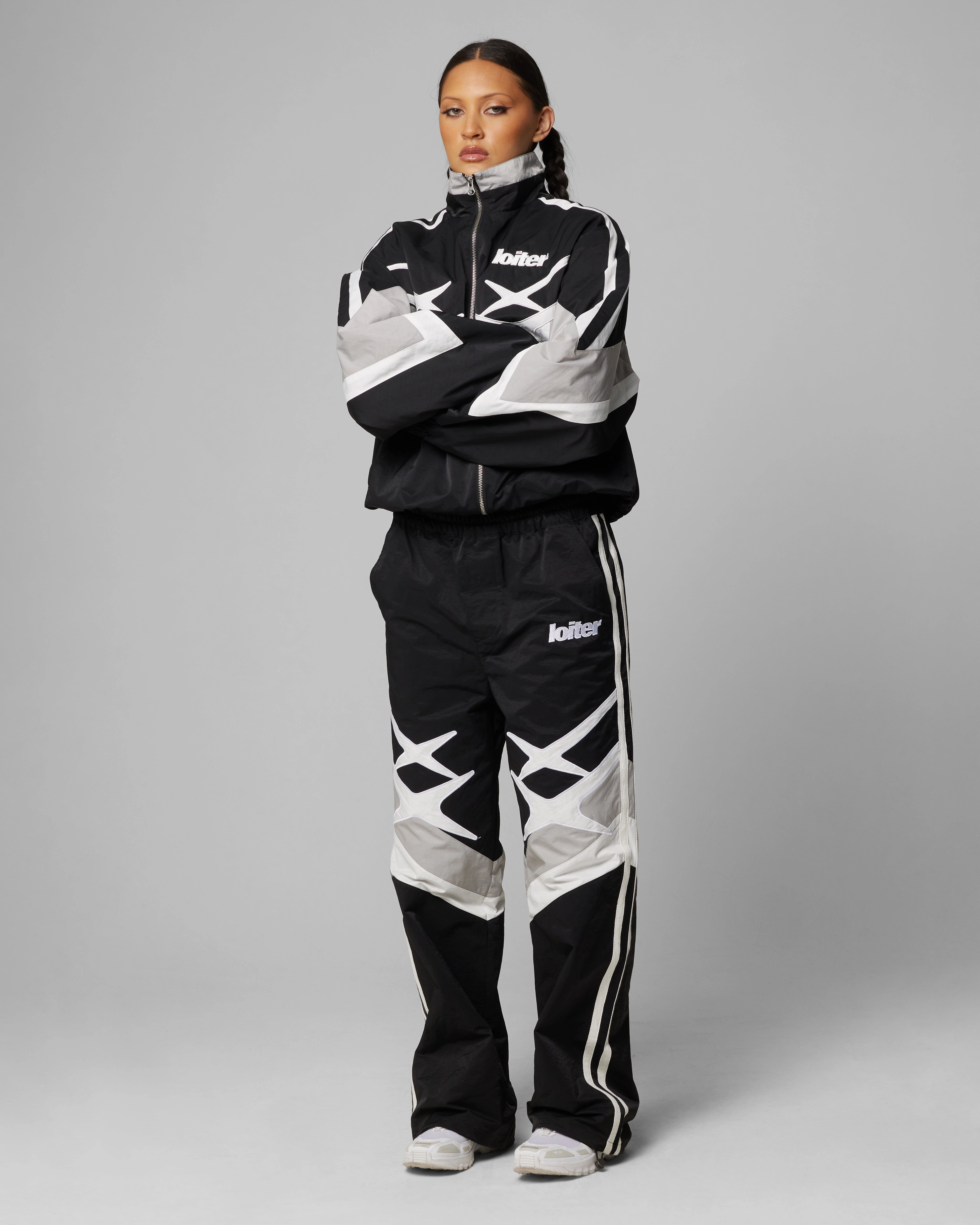 Loiter Hybrid Track Jacket Black/Grey Comfortable Shield Foundation