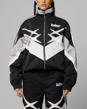 Taped Neckline Seams Show Loiter Hybrid Track Jacket Black/Grey
